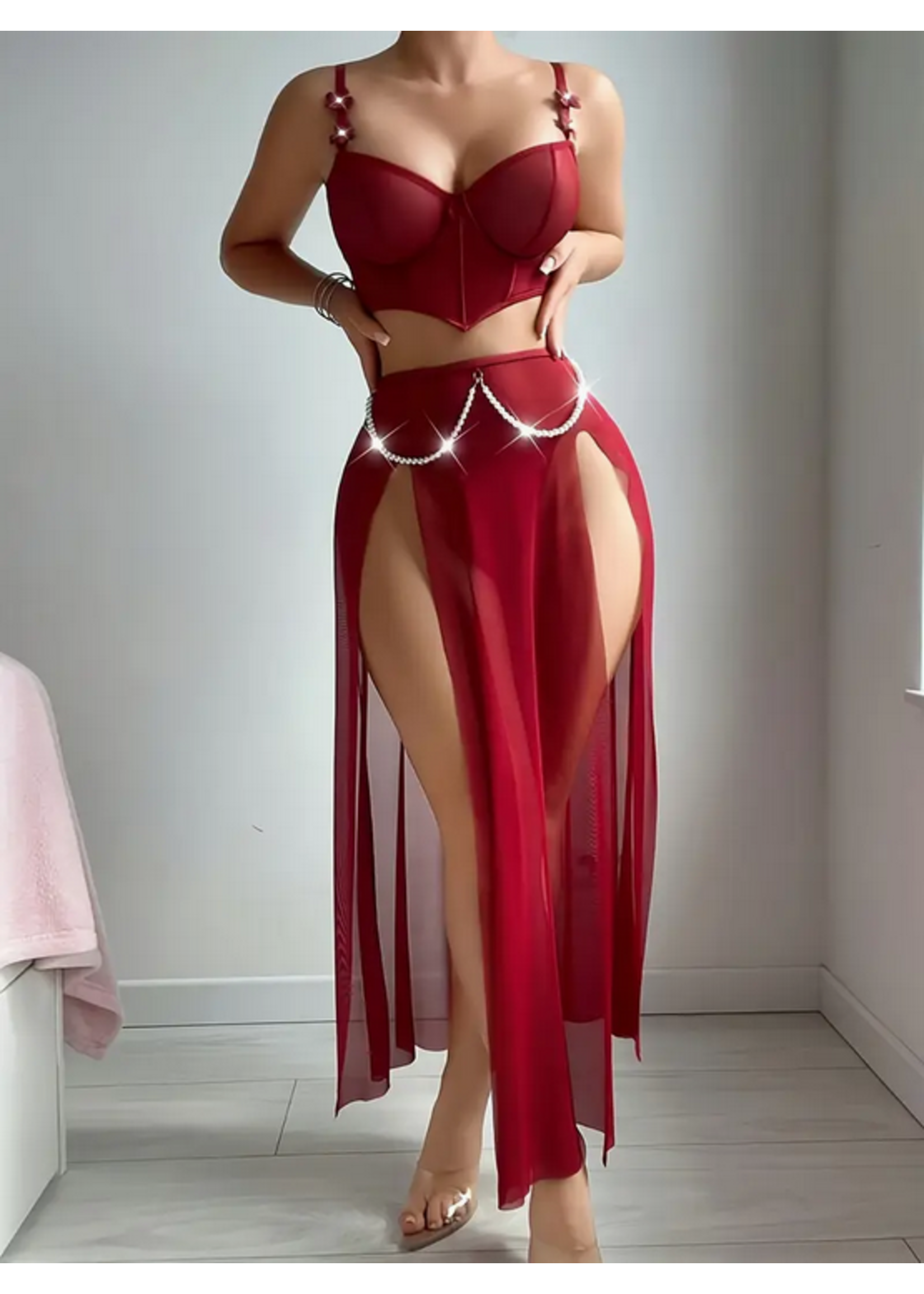 Moonlit Petals 3-Piece Lingerie Set