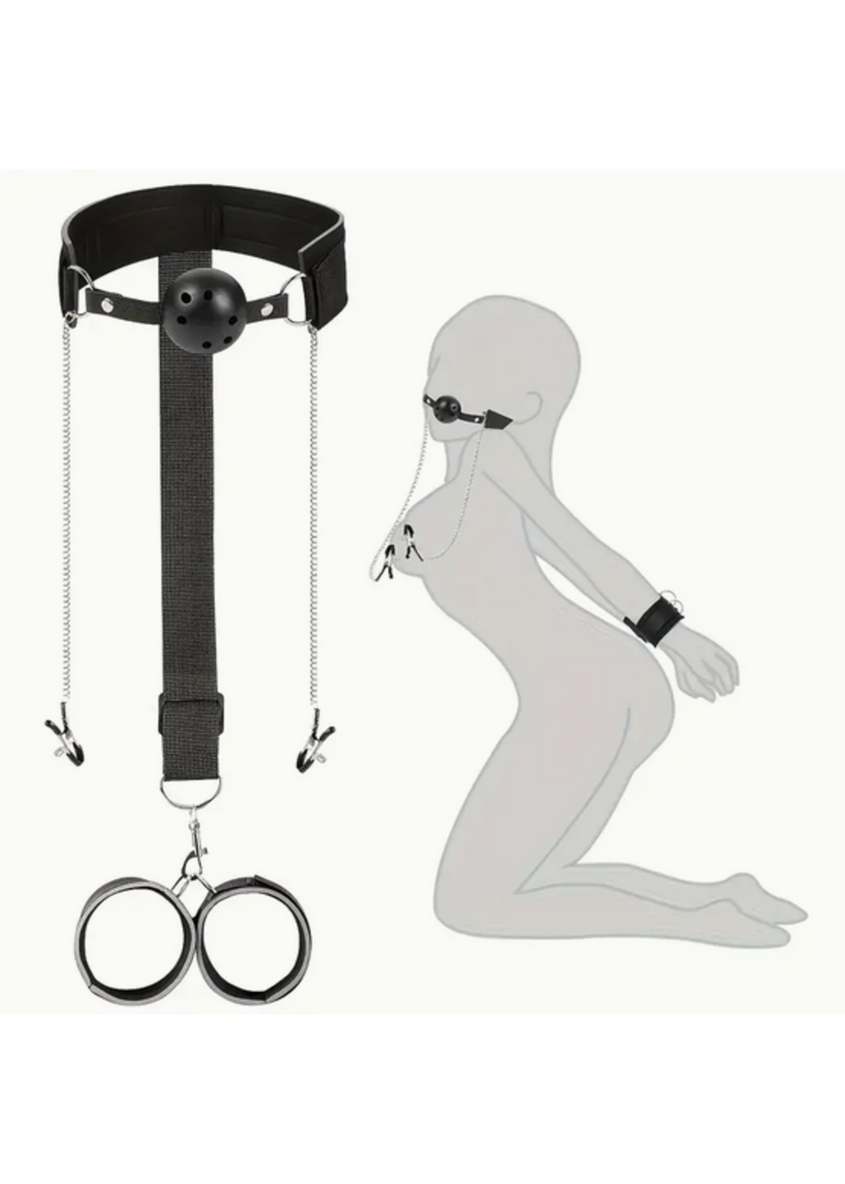 Value Nipple Clamp, Gag and Cuff Harness