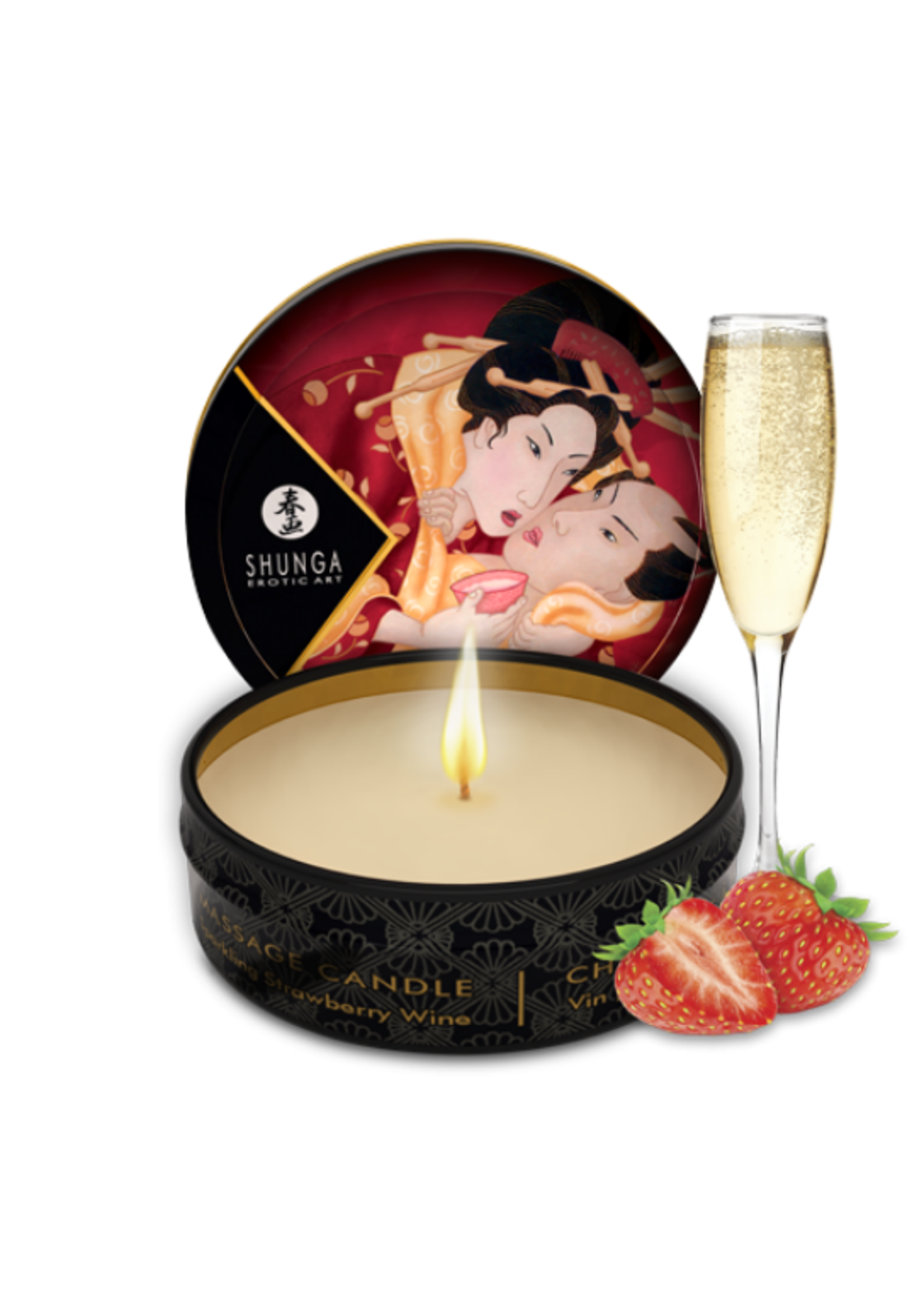 Shunga Mini Massage Candle 30 ml / 1 oz - Romance/Sparkling Strawberry