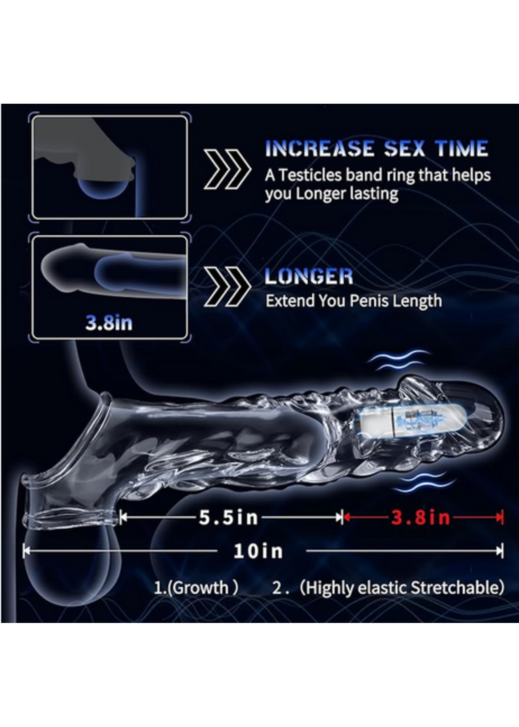 Clearance Penis Sleeve with Vibrating Tip