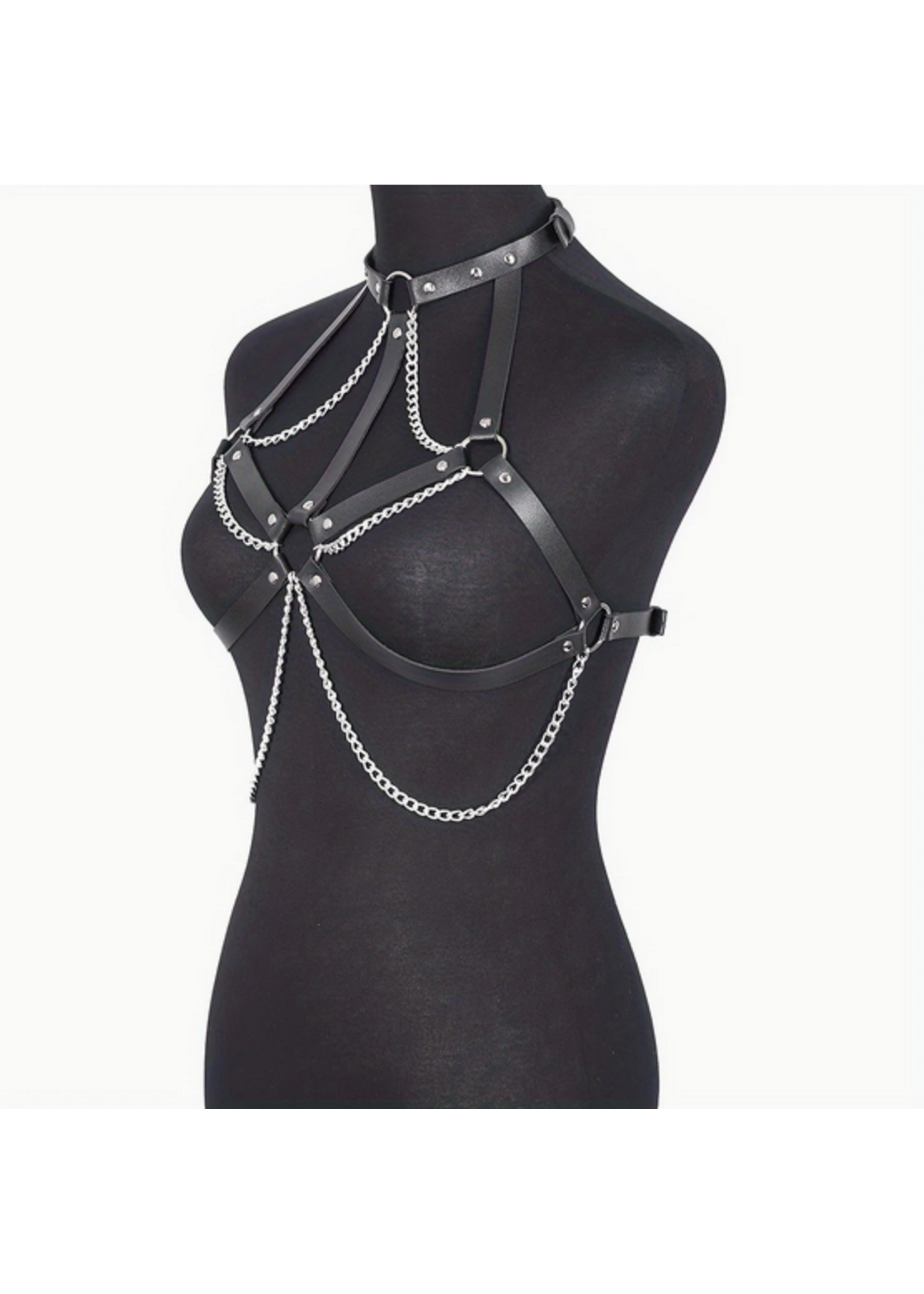 Smoosh Faux Leather Chest Harness w/ chains