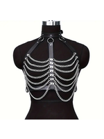 Smoosh Faux Leather Chest Harness w/ Layered Chains