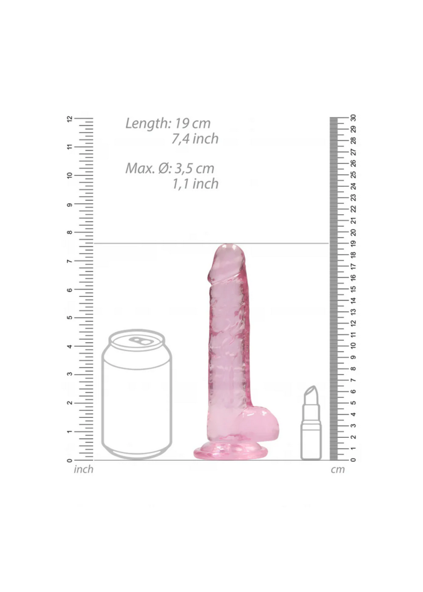 RealRock 7" Realistic Dildo With Balls - Pink