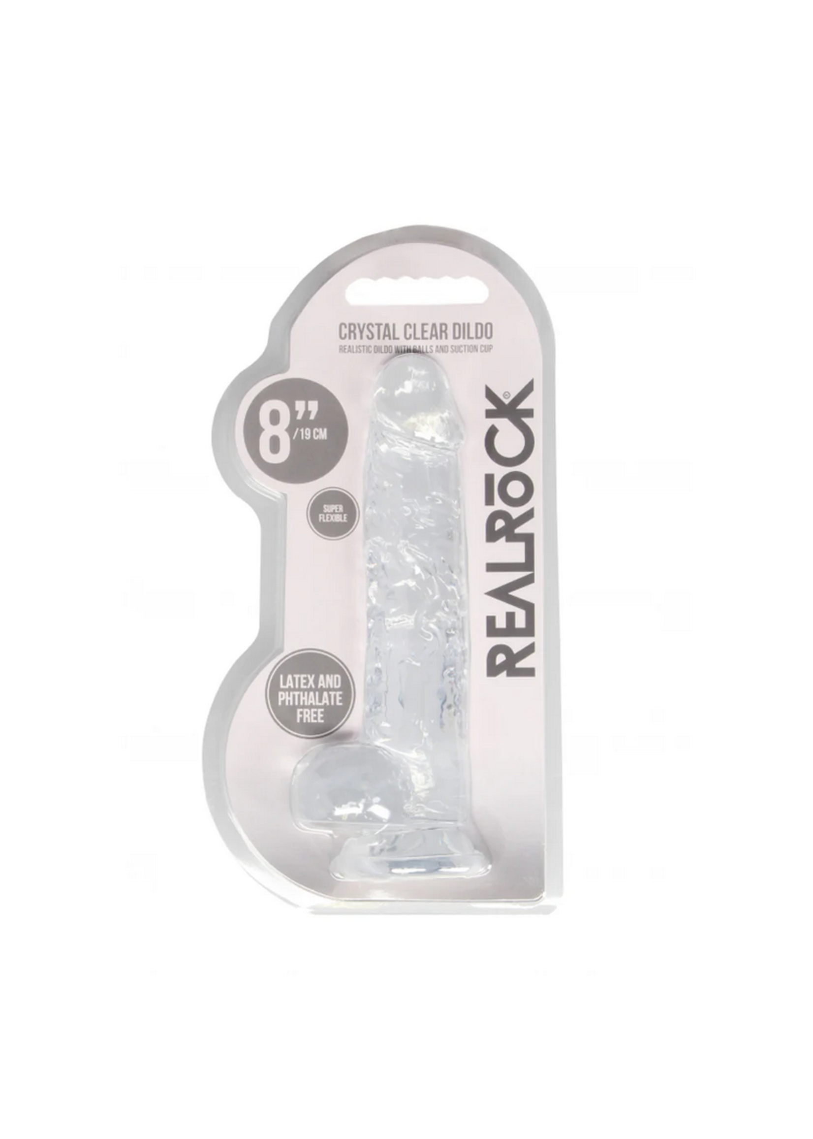 RealRock 8" Realistic Dildo With Balls - Transpar