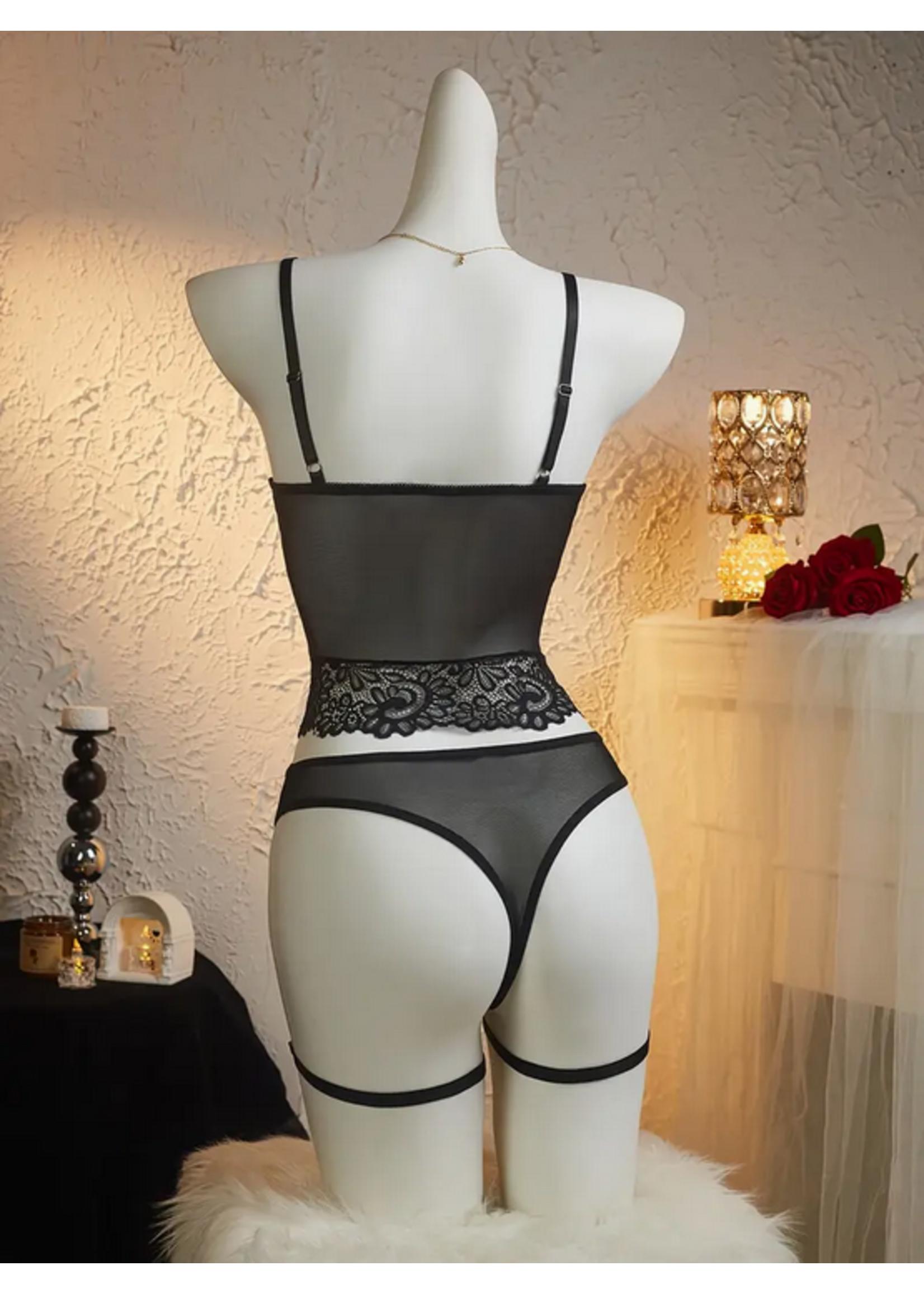 Crimson Sin Guipure Lace Set