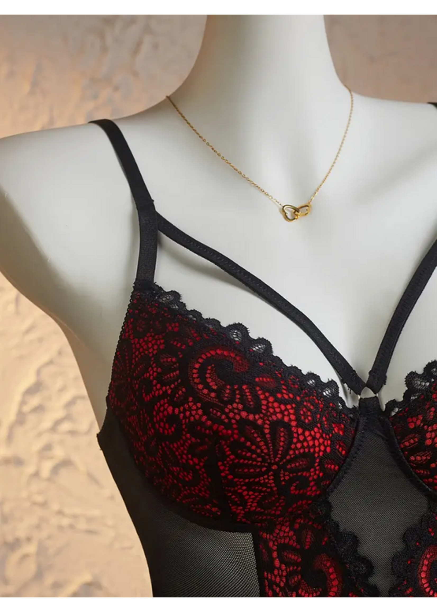 Crimson Sin Guipure Lace Set
