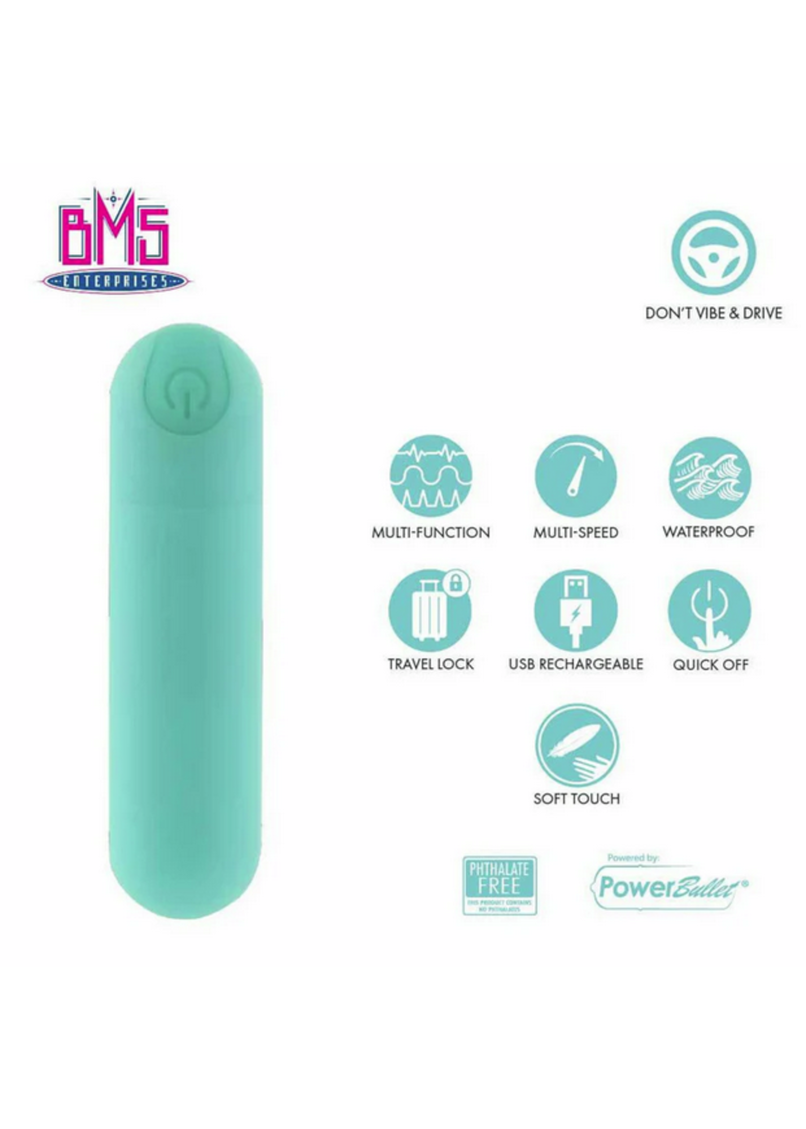 Pure Love Pure Love - Rechargeable Power Bullet With Silicone Case - Teal