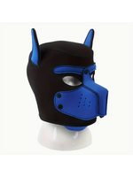 Smoosh PU Leather Bondage Canine Hood Mask Blue