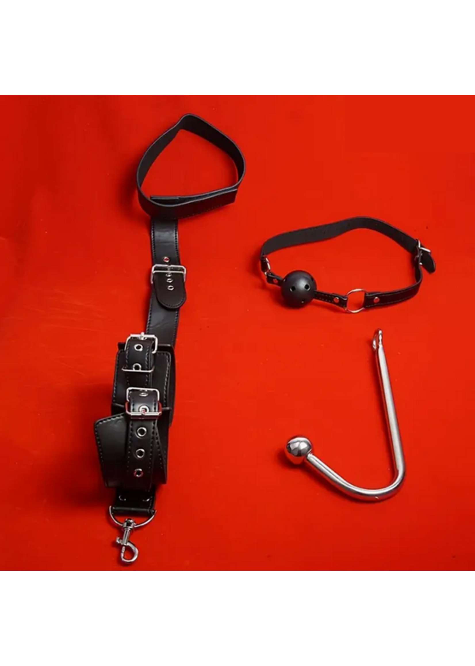 Anal Hook Cuff to Collar Bondage Kit w/ Gag