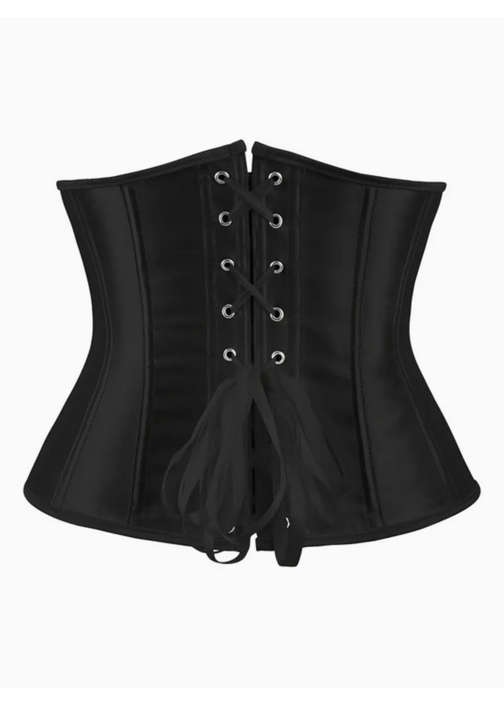 Midnight Cinch – Black Satin Underbust Corset