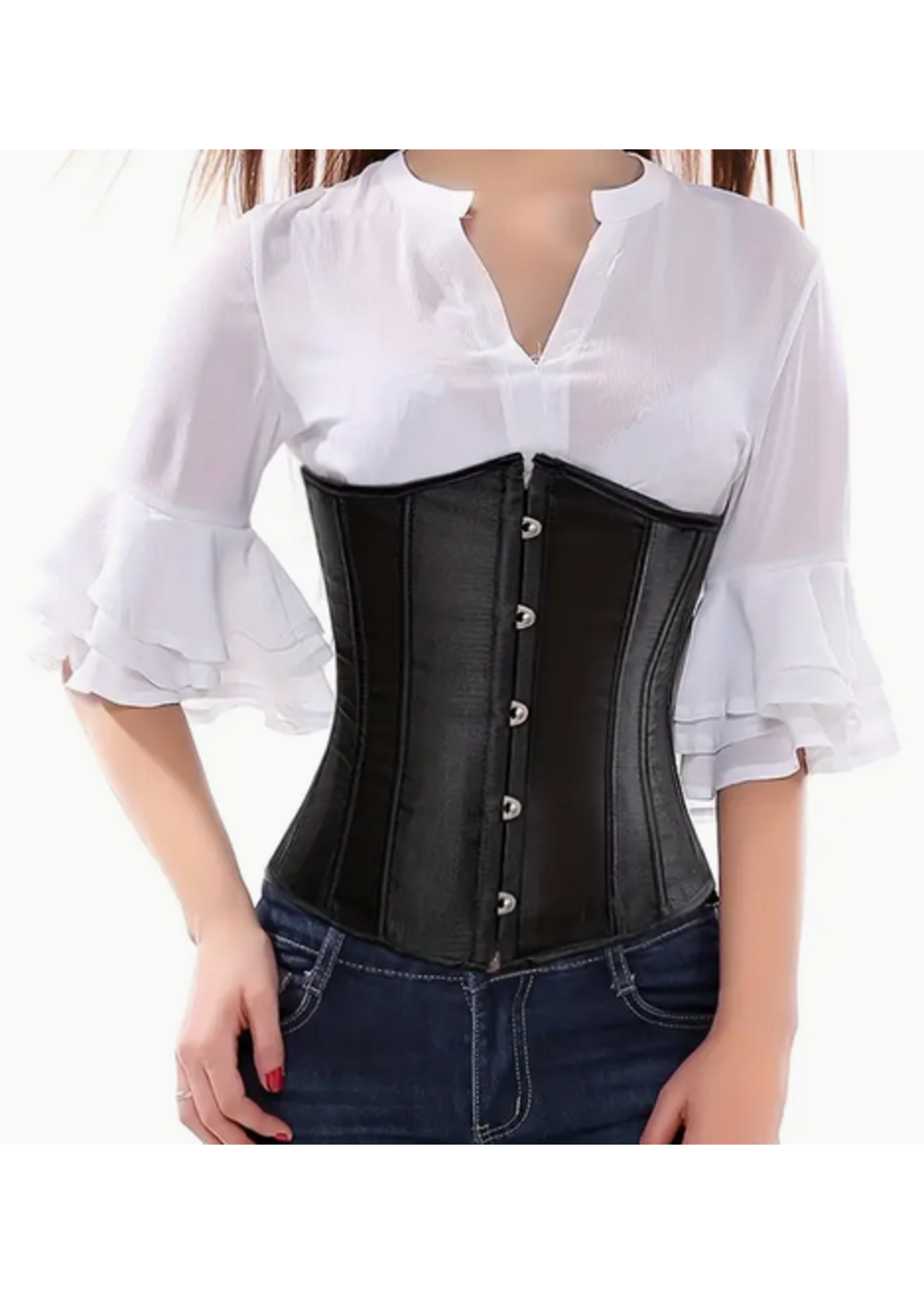Midnight Cinch – Black Satin Underbust Corset