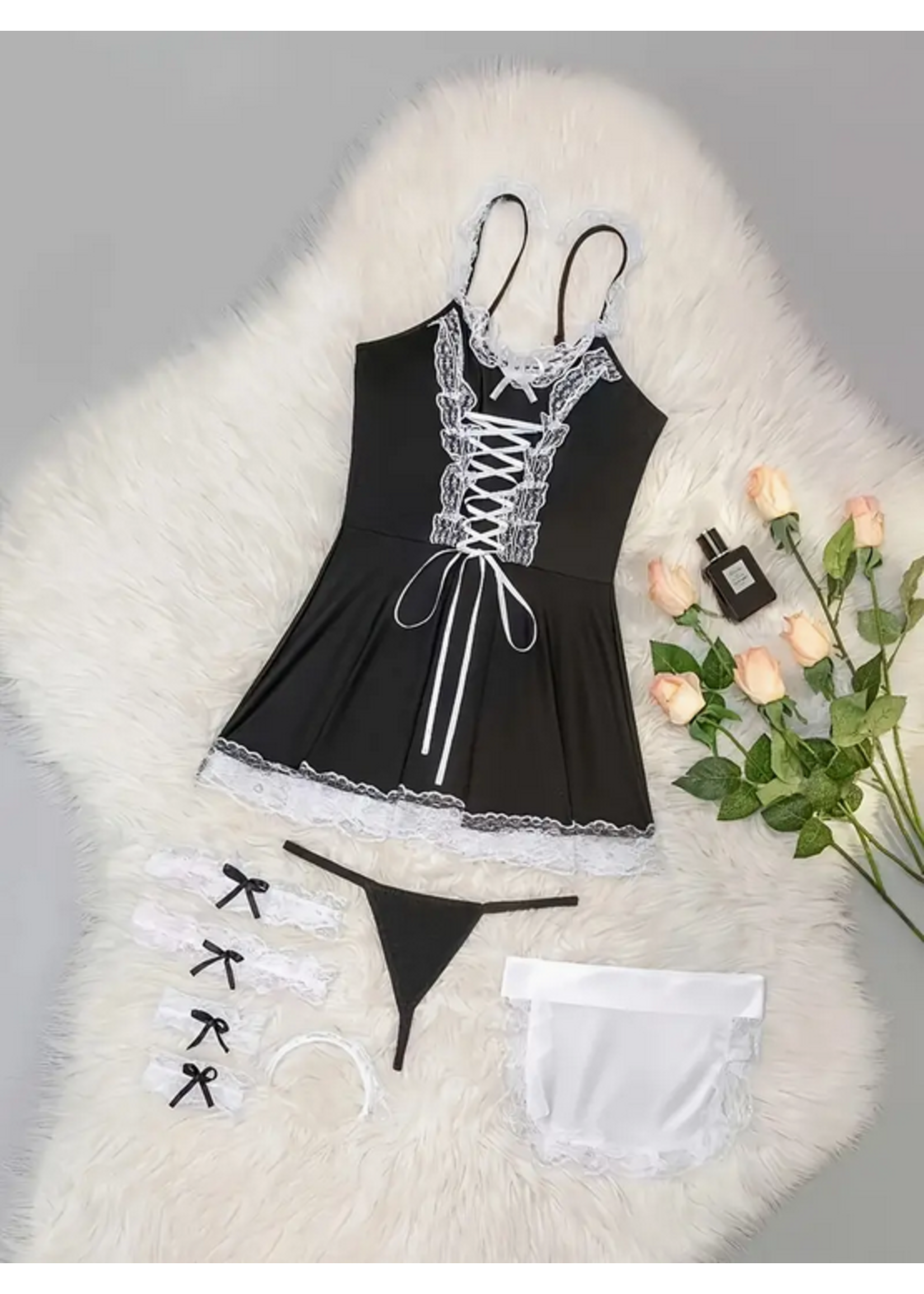 Clearance Midnight Service – Flirty Maid Lingerie Set
