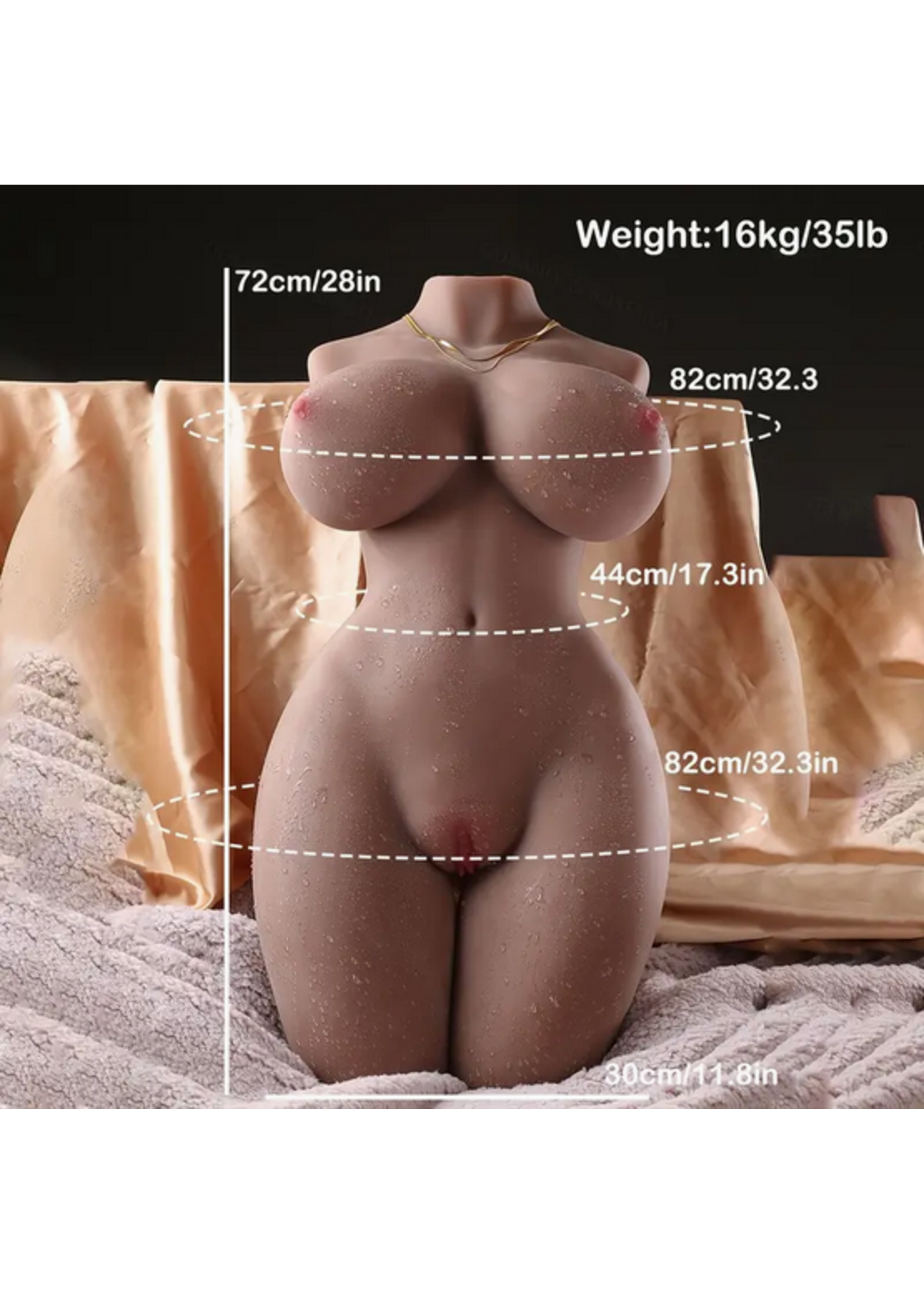 Heavy Petal Sex Doll Torso Tan 35lb