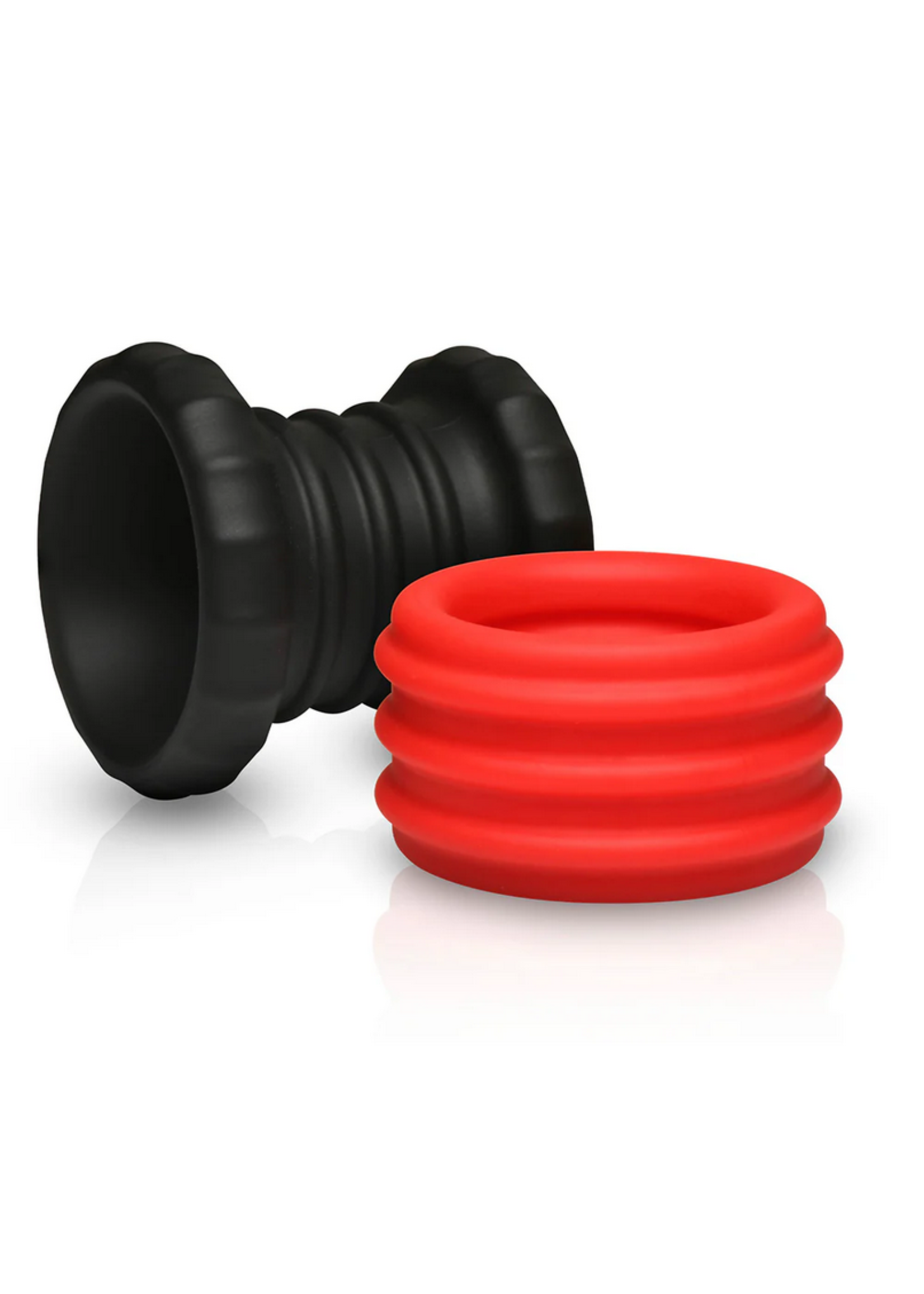 2-in-1 Silicone Cock Ring - Red
