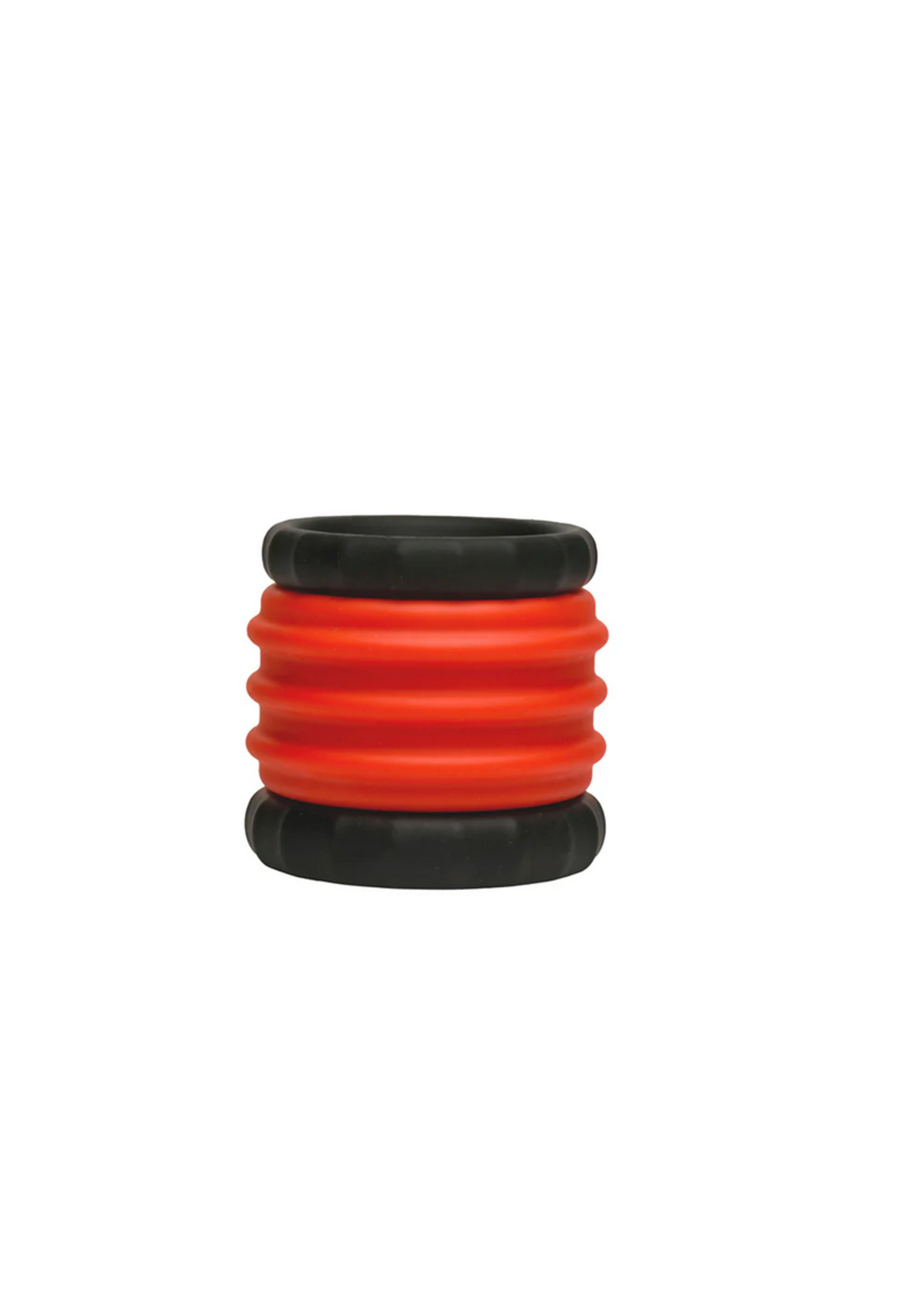 2-in-1 Silicone Cock Ring - Red