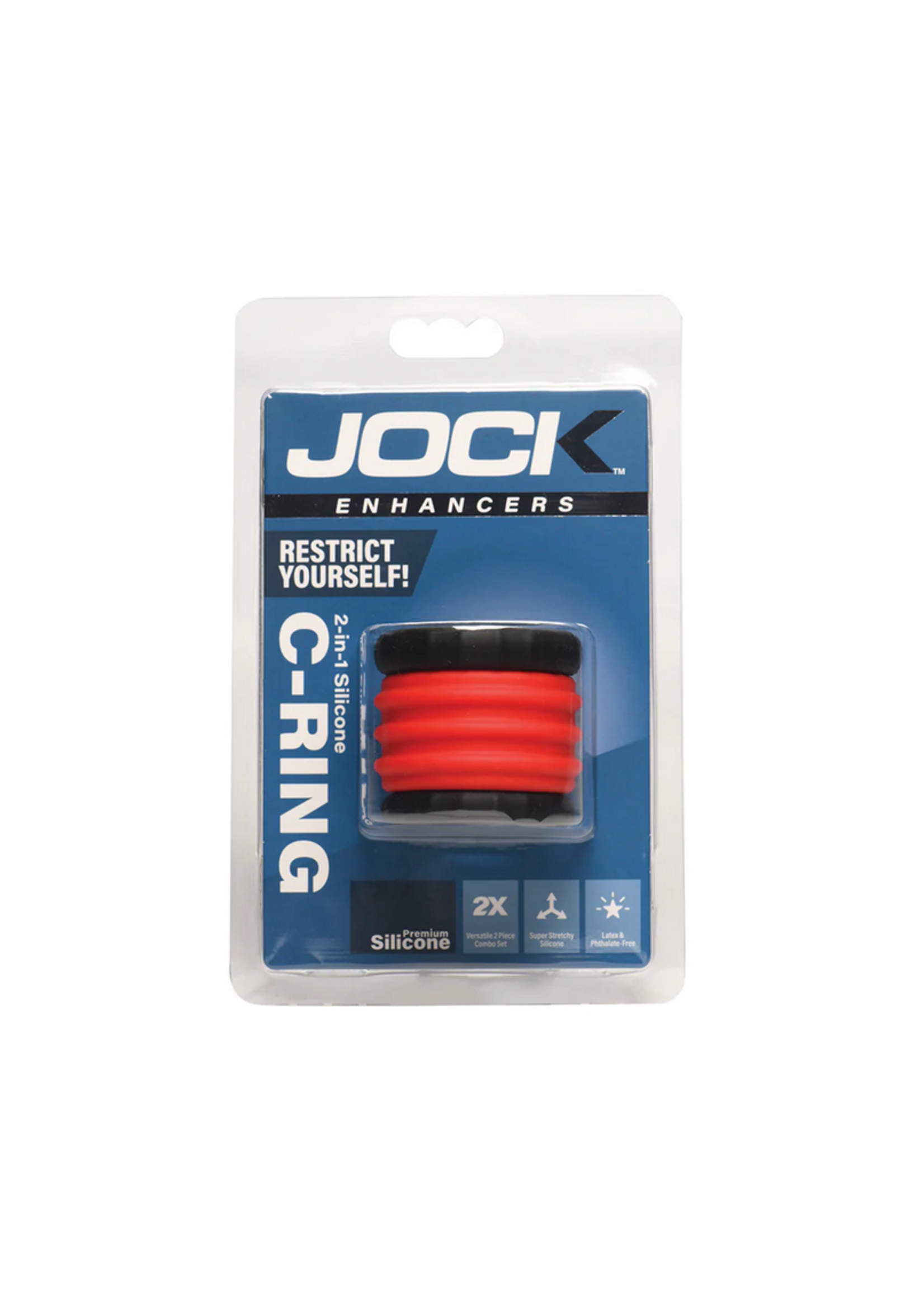 2-in-1 Silicone Cock Ring - Red