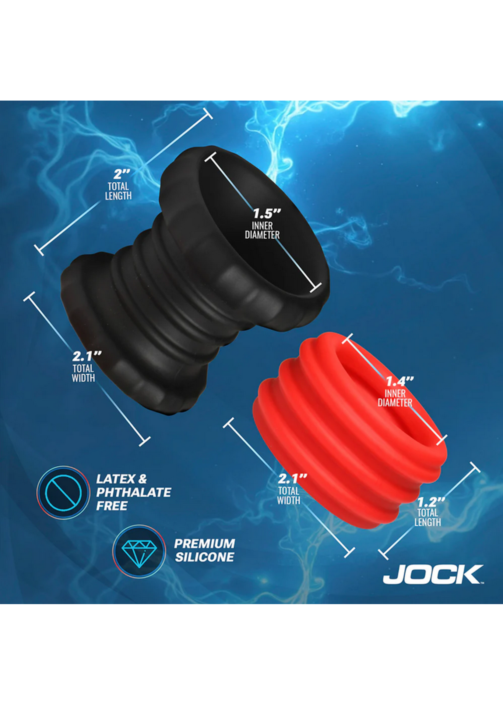 2-in-1 Silicone Cock Ring - Red