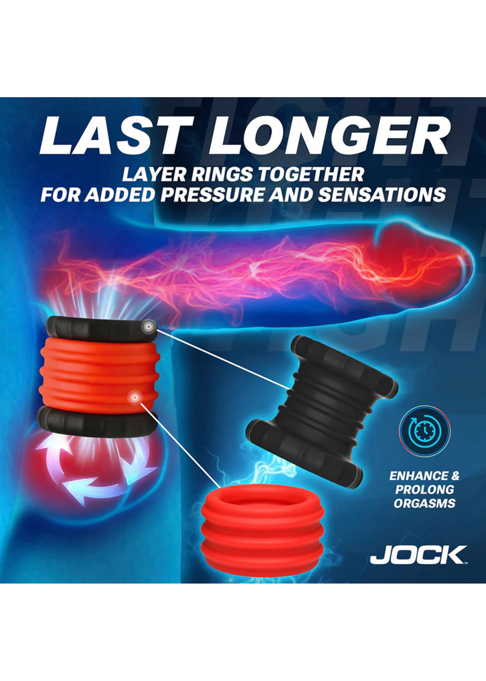 2-in-1 Silicone Cock Ring - Red