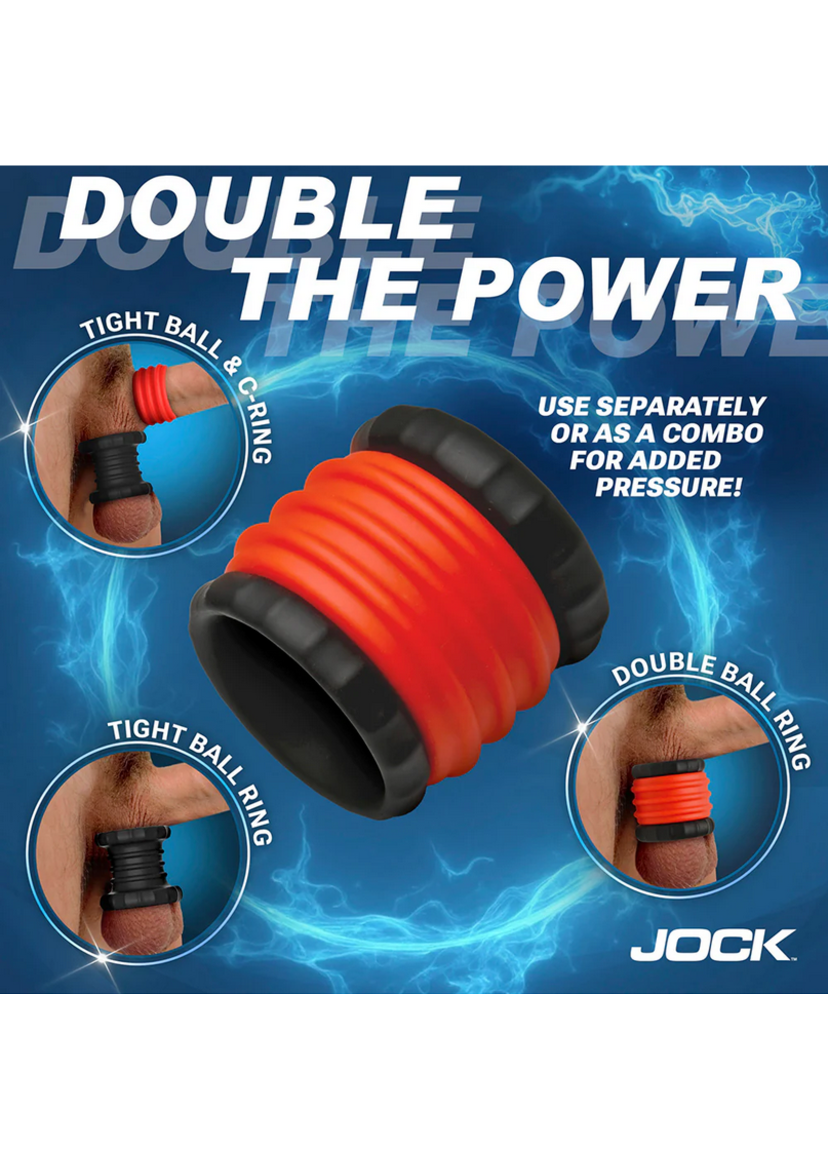 2-in-1 Silicone Cock Ring - Red