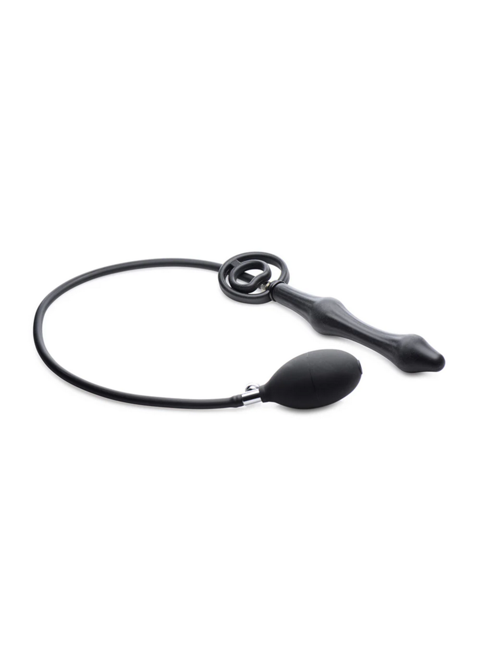 Master Series Devils Rattle Inflatable Silicone Anal Plug with Cock and Ball Ring