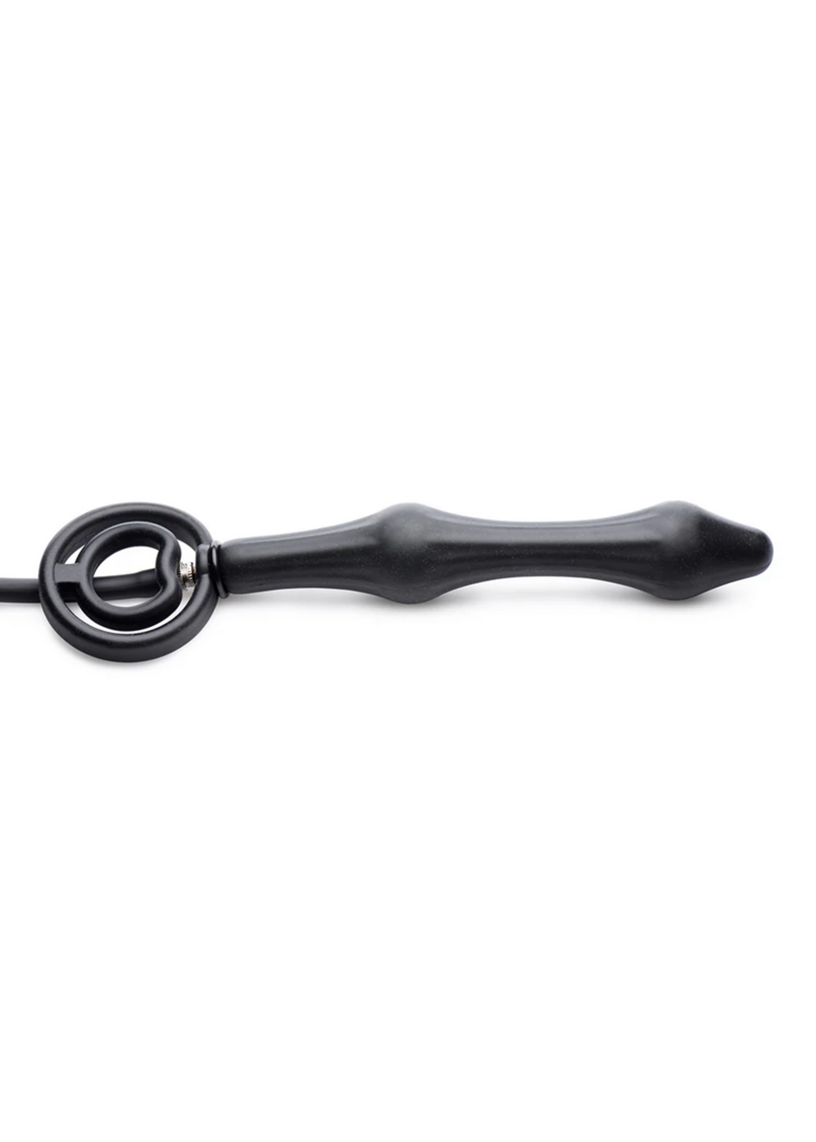 Master Series Devils Rattle Inflatable Silicone Anal Plug with Cock and Ball Ring
