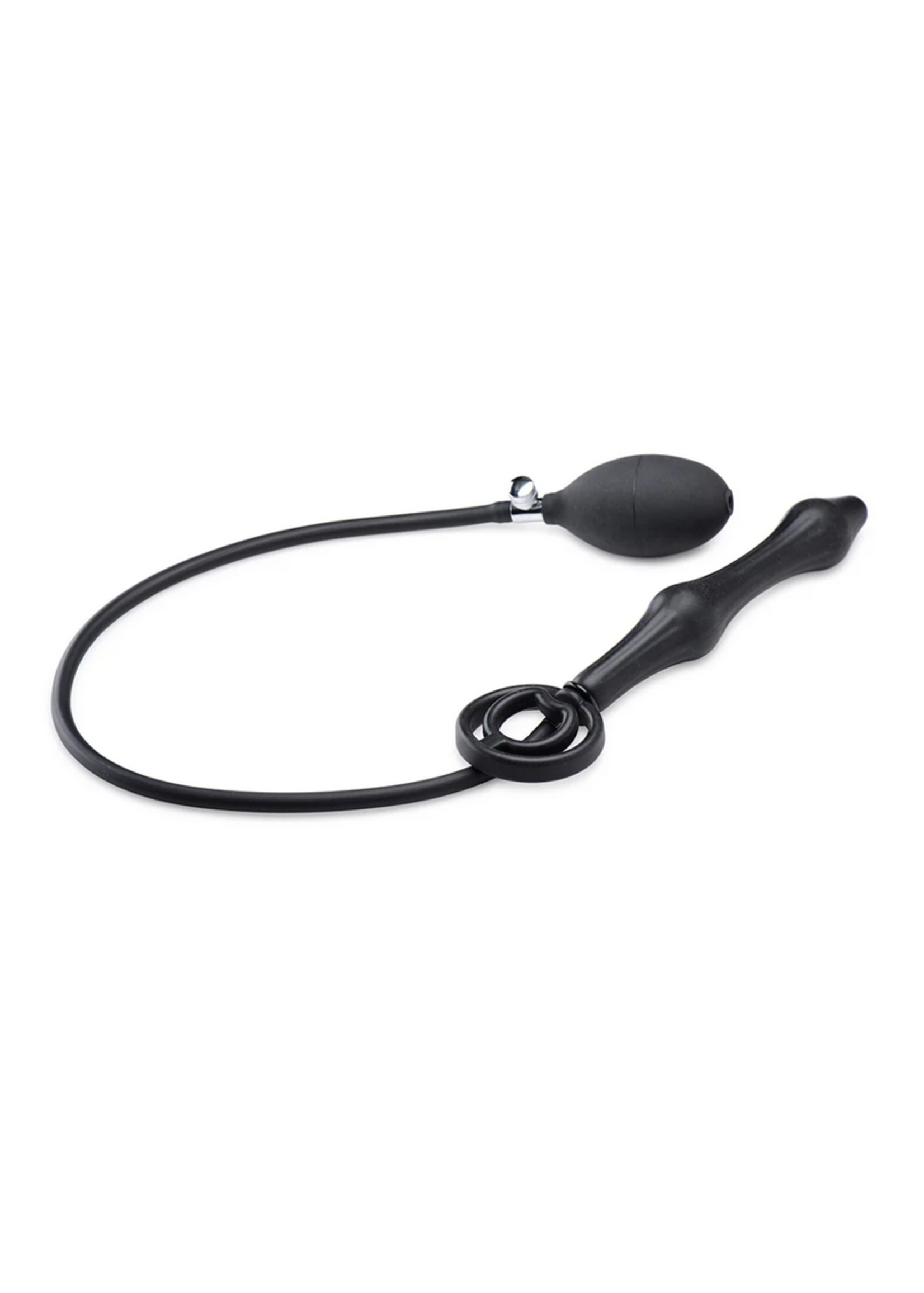 Master Series Devils Rattle Inflatable Silicone Anal Plug with Cock and Ball Ring