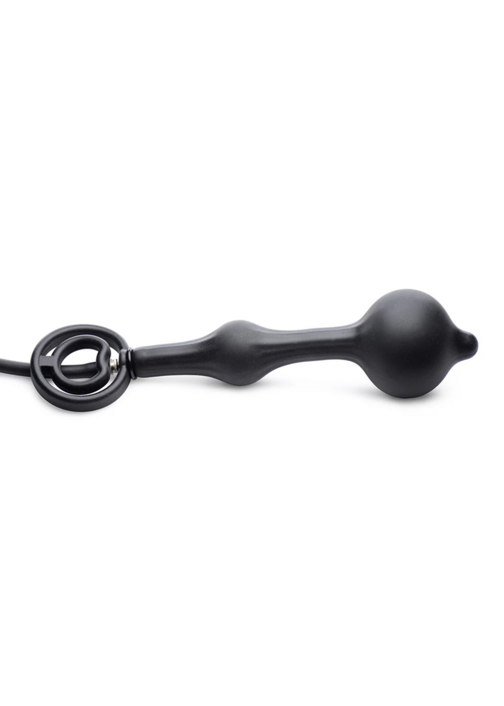 Master Series Devils Rattle Inflatable Silicone Anal Plug with Cock and Ball Ring