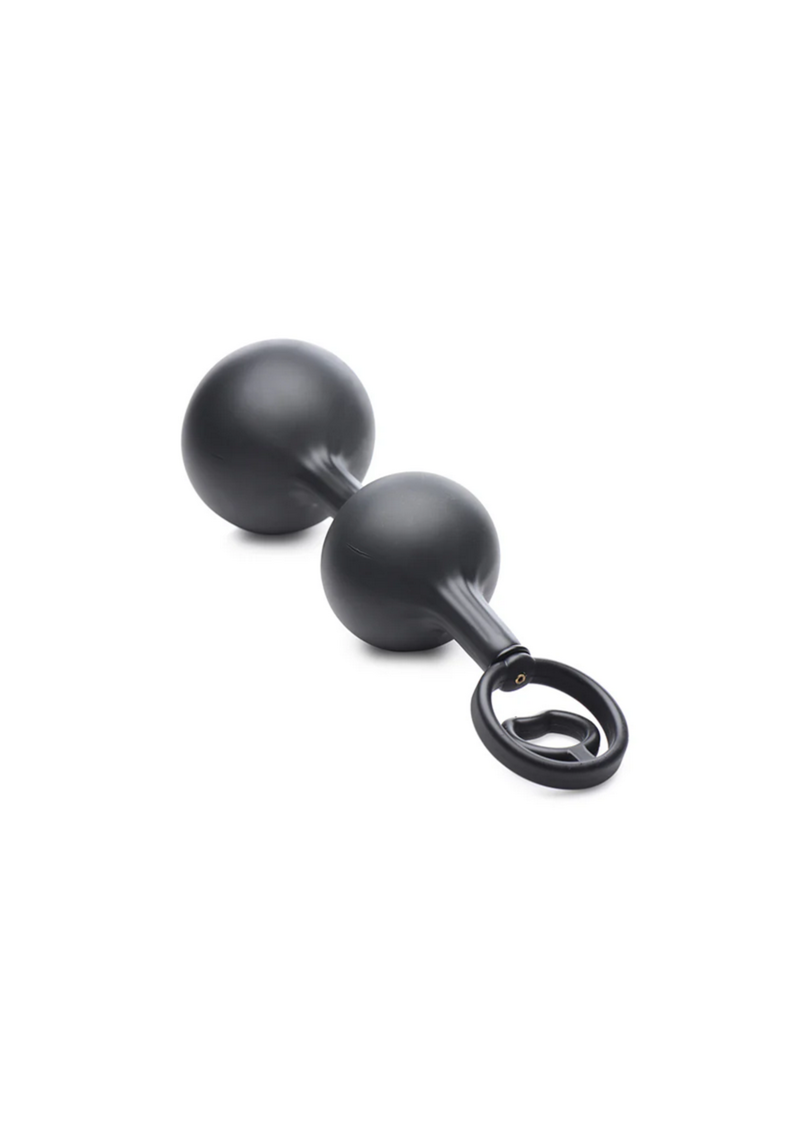 Master Series Devils Rattle Inflatable Silicone Anal Plug with Cock and Ball Ring