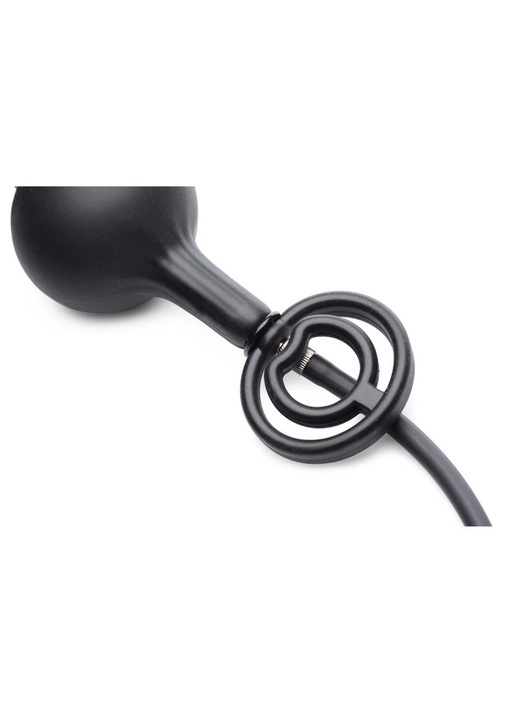 Master Series Devils Rattle Inflatable Silicone Anal Plug with Cock and Ball Ring