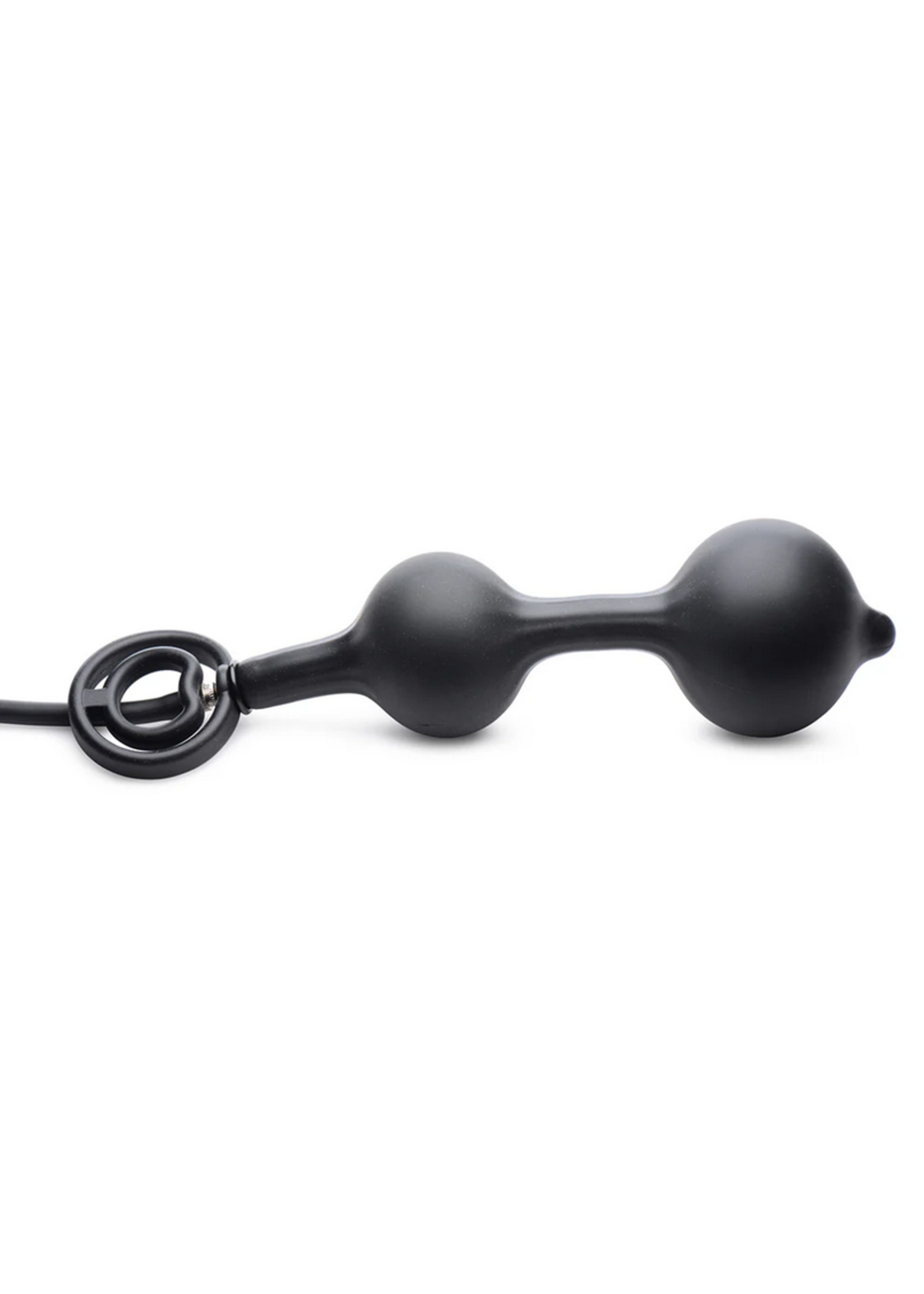 Master Series Devils Rattle Inflatable Silicone Anal Plug with Cock and Ball Ring