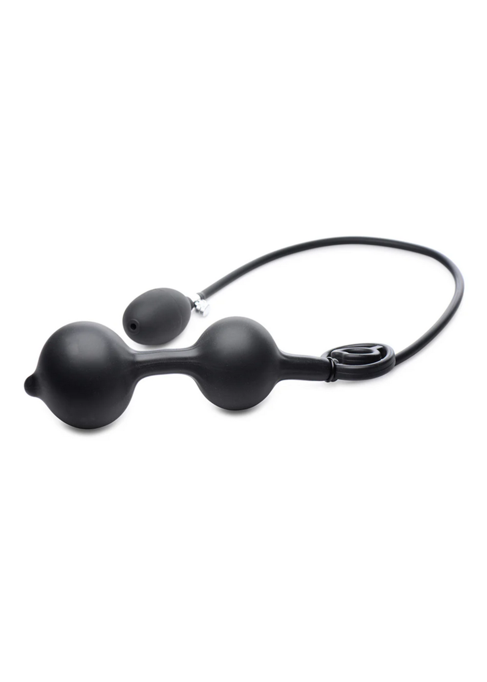 Master Series Devils Rattle Inflatable Silicone Anal Plug with Cock and Ball Ring
