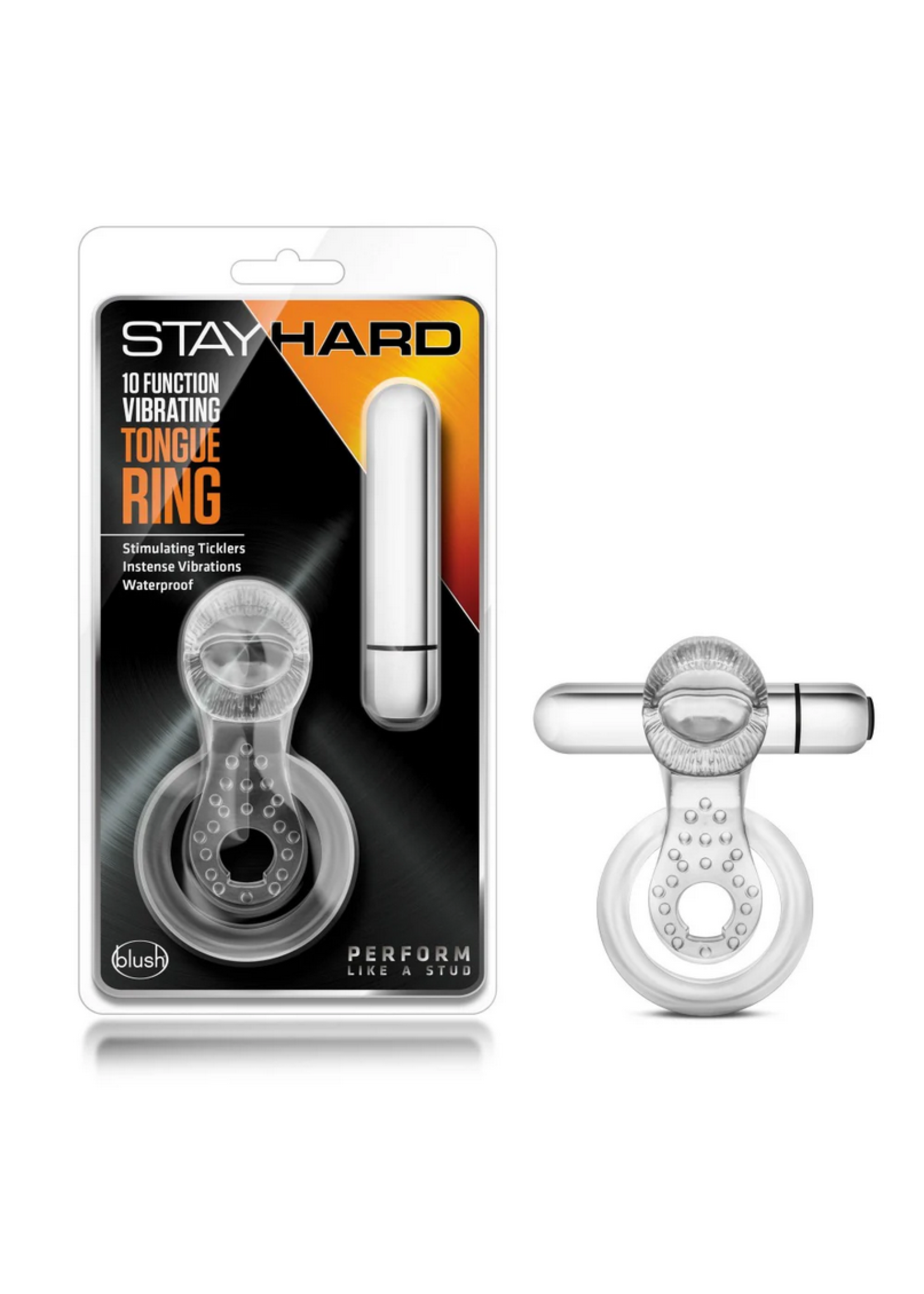 Blush Stay Hard Vibrating Tongue Ring - Clear