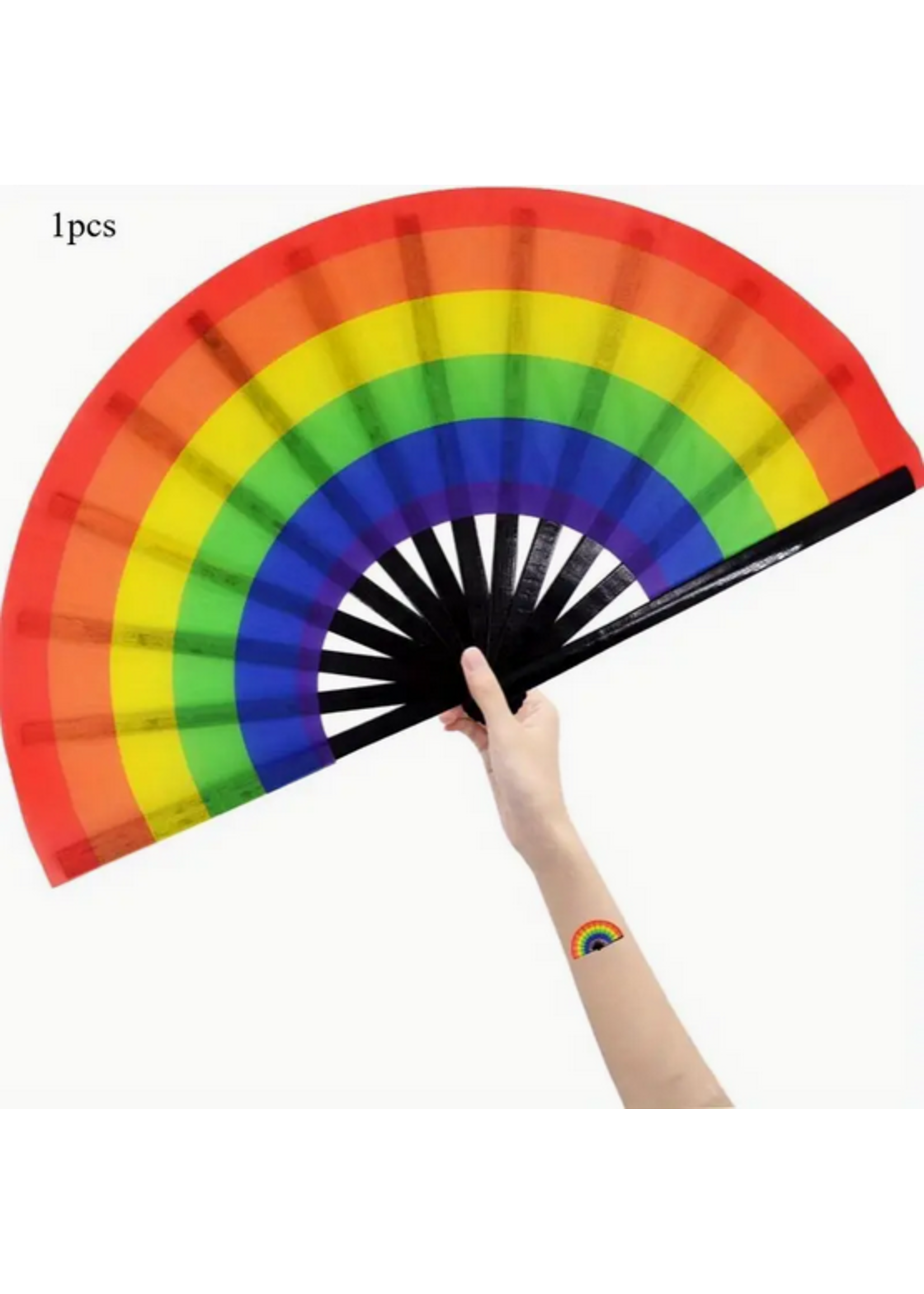 Folding Hand Fan Rainbow
