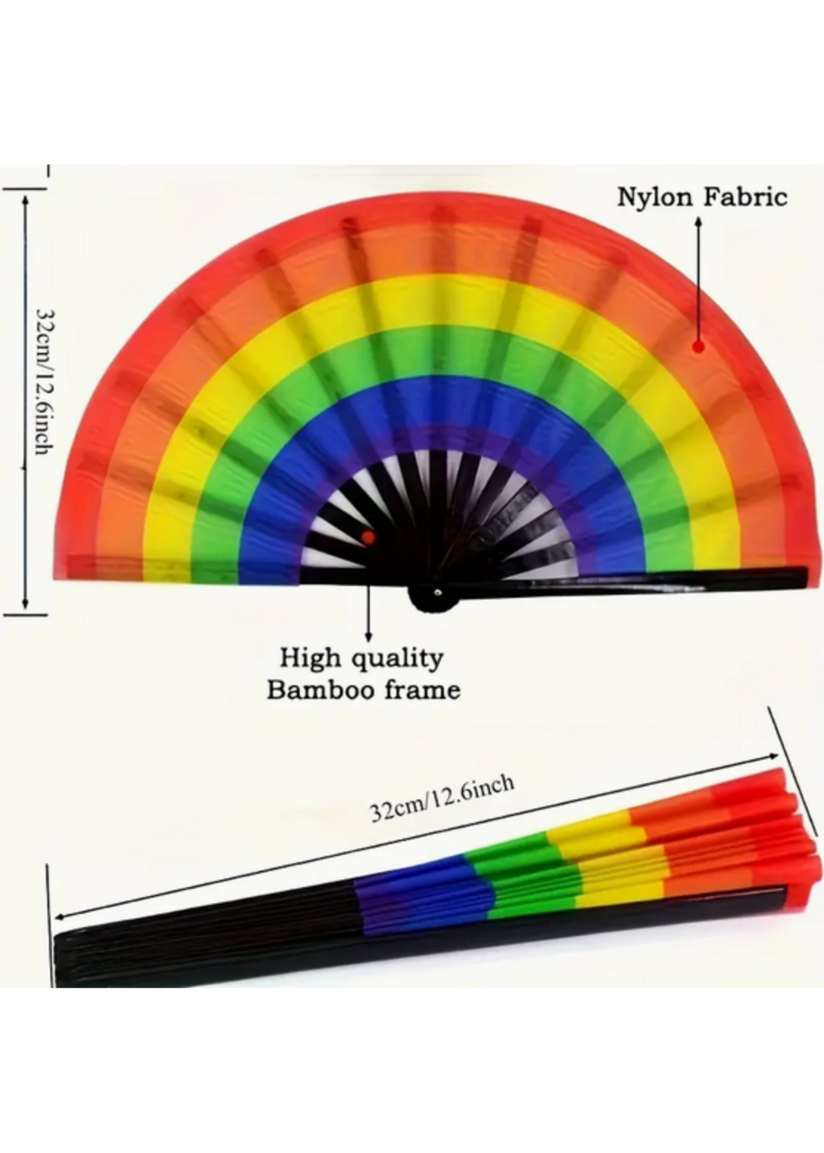 Folding Hand Fan Rainbow
