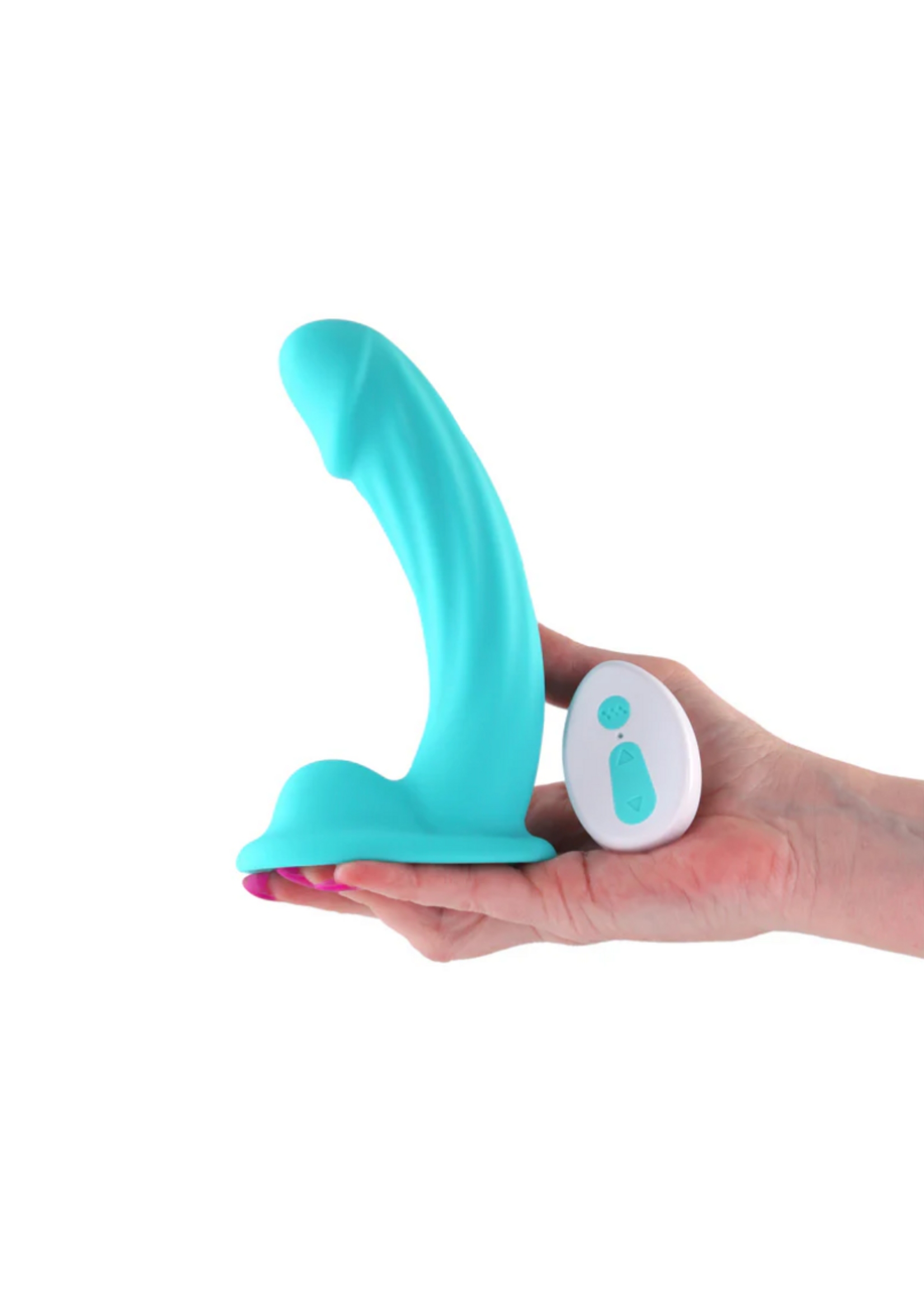 NSN Colours - Curve - Vibrating w/ remote - 6" Dildo - Teal
