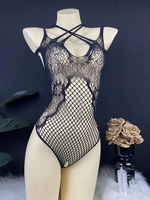 Black Crotchless Lace Bodysuit