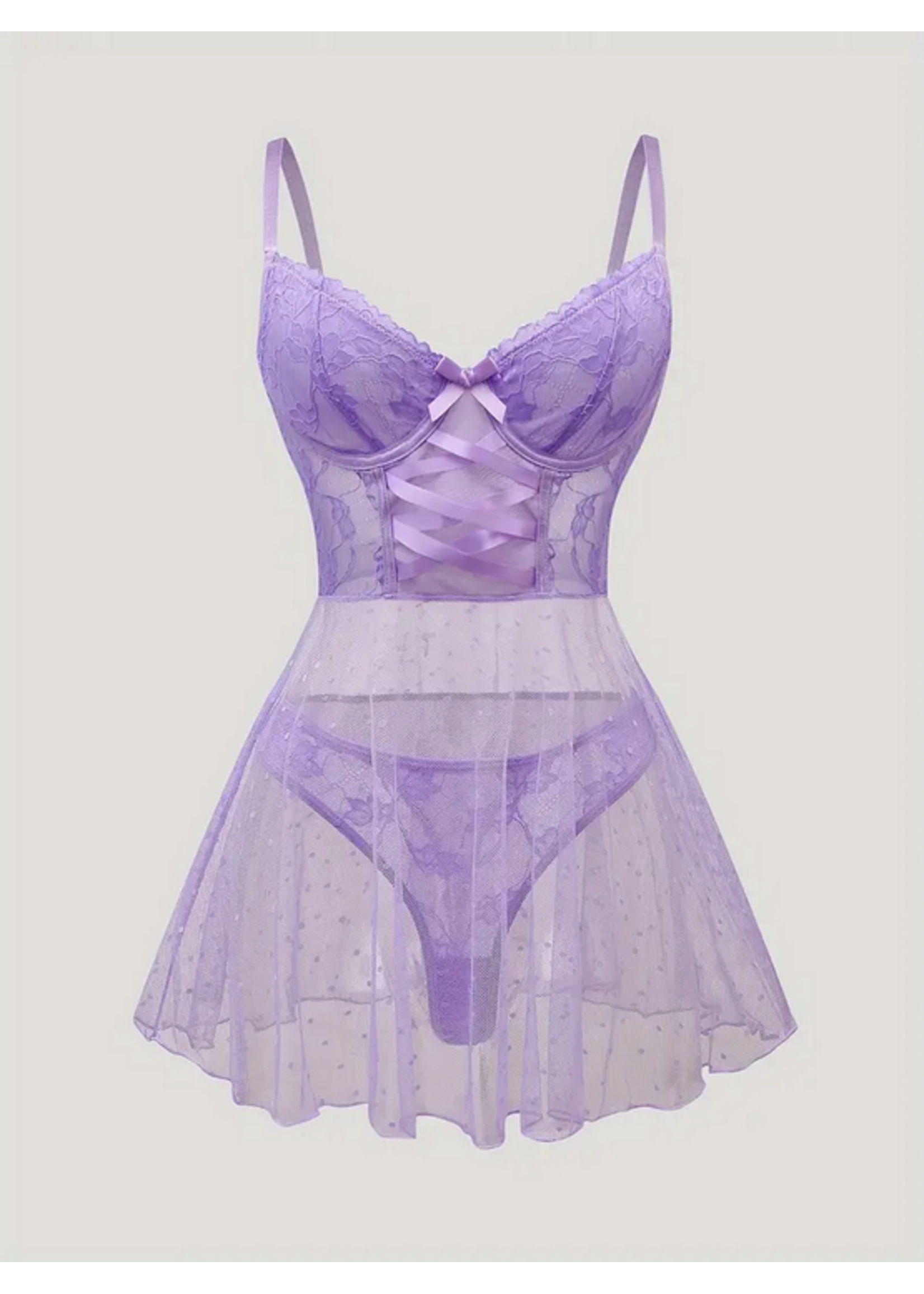 Purple Poka Dot Babydoll