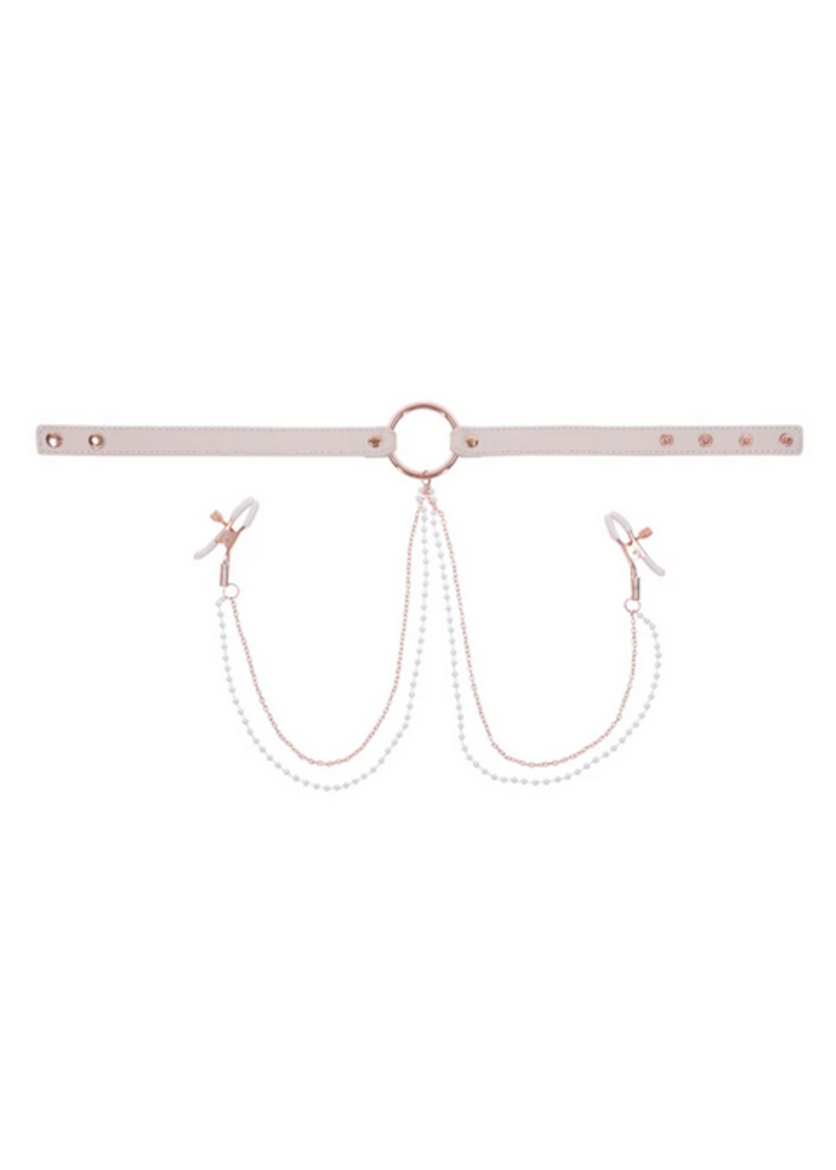 Sex & Mischief Peaches ‘n CreaMe Collar with Nipple Clamps