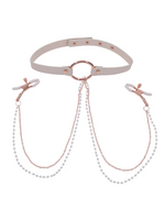 Sex & Mischief Sportsheets - Peaches 'n CreaMe Collar with Nipple Clamps