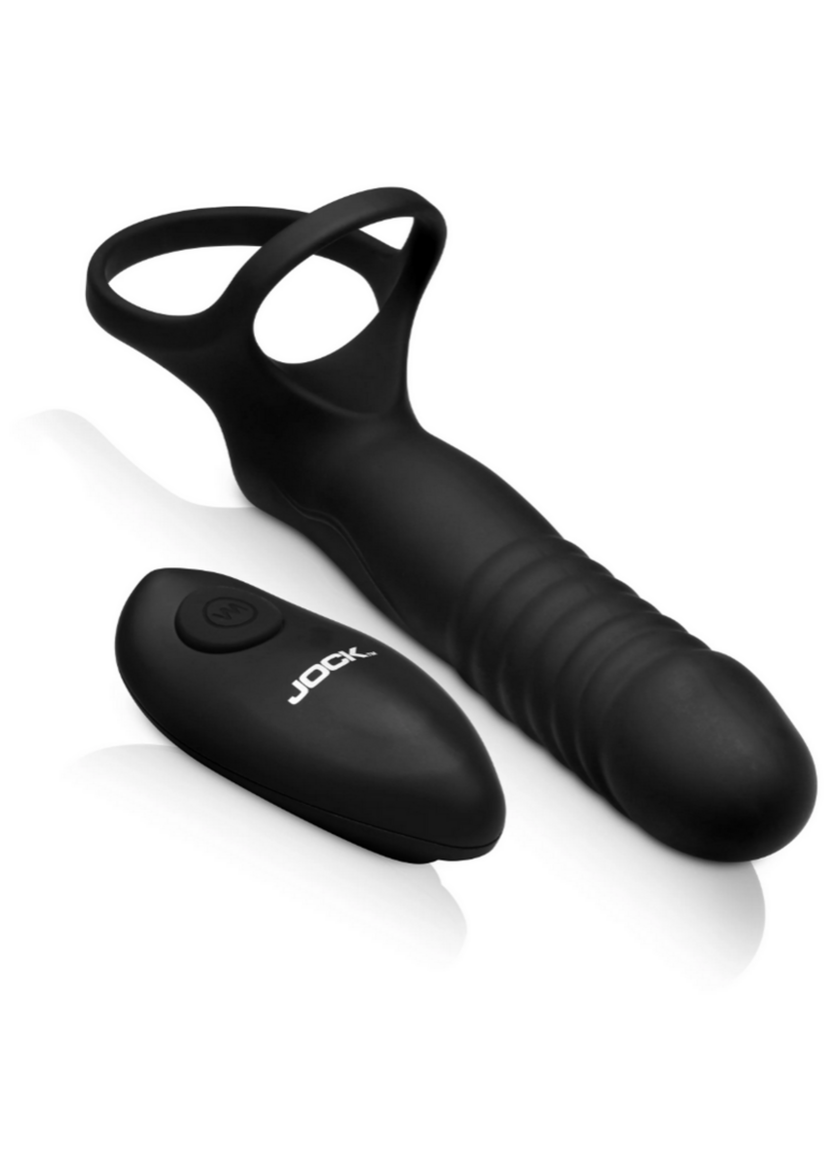 XR Jock- Double Thrust Thrusting & Vibrating Double Penetration C-Ring w/Remote