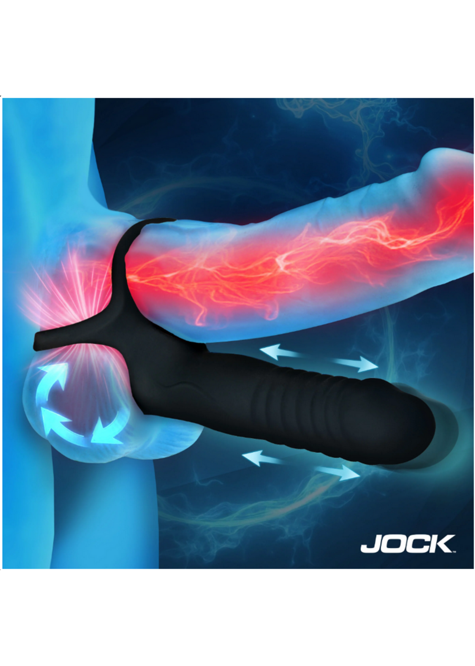XR Jock- Double Thrust Thrusting & Vibrating Double Penetration C-Ring w/Remote