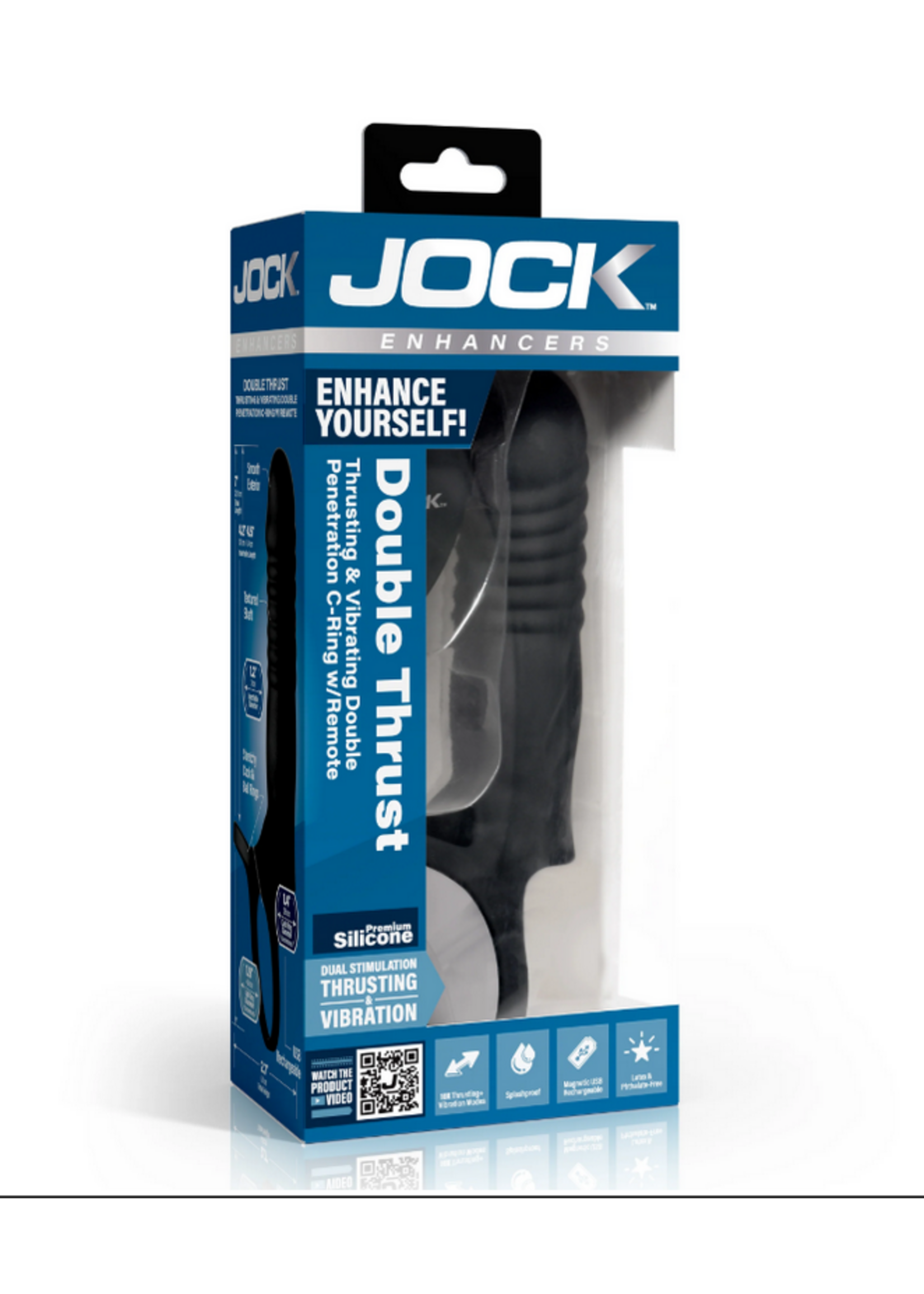 XR Jock- Double Thrust Thrusting & Vibrating Double Penetration C-Ring w/Remote