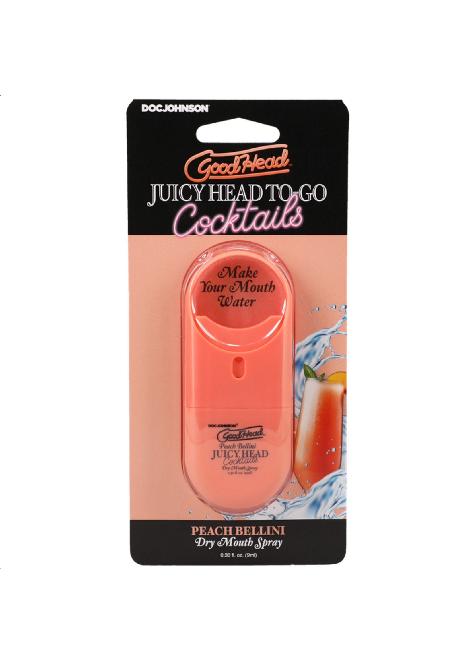 DocJohnson GoodHead - Juicy Head Cocktails Dry Mouth Spray To-Go - Peach Bellini