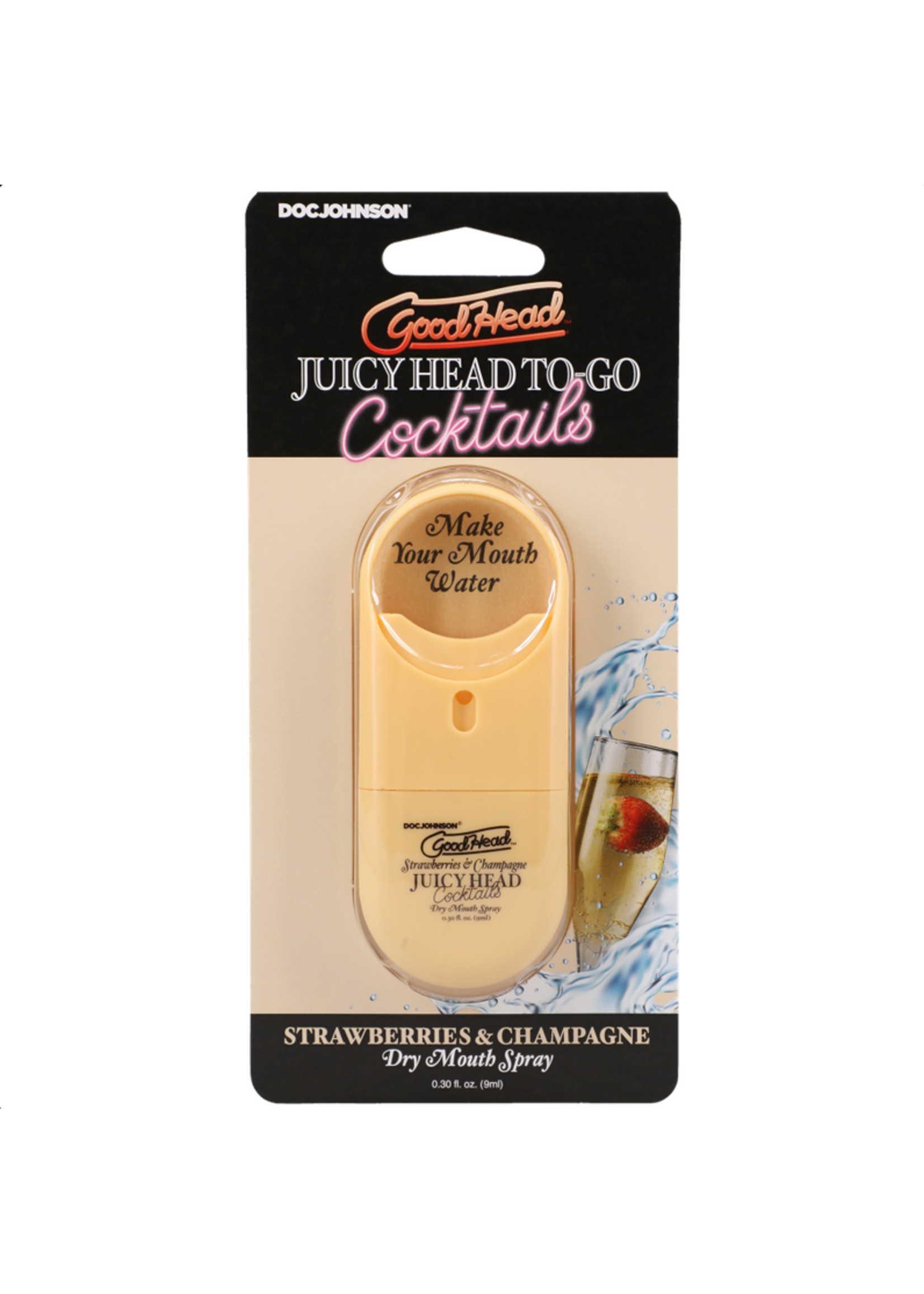 DocJohnson GoodHead - Juicy Head - Cocktails - Dry Mouth Spray To-Go - Strawberries & Champagne - .30 fl. oz.