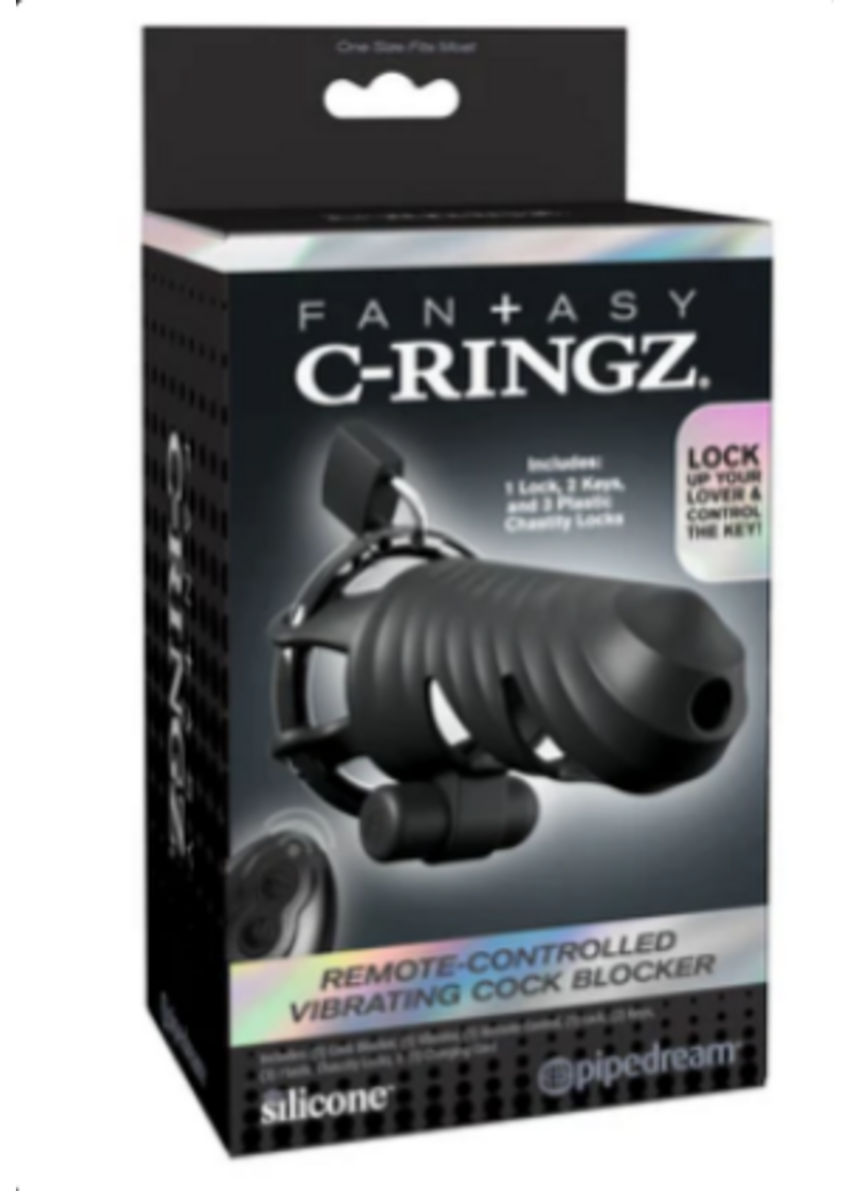 Pipedream Fantasy C-Ringz Remote-Controlled Vibrating Cock Blocker - Black