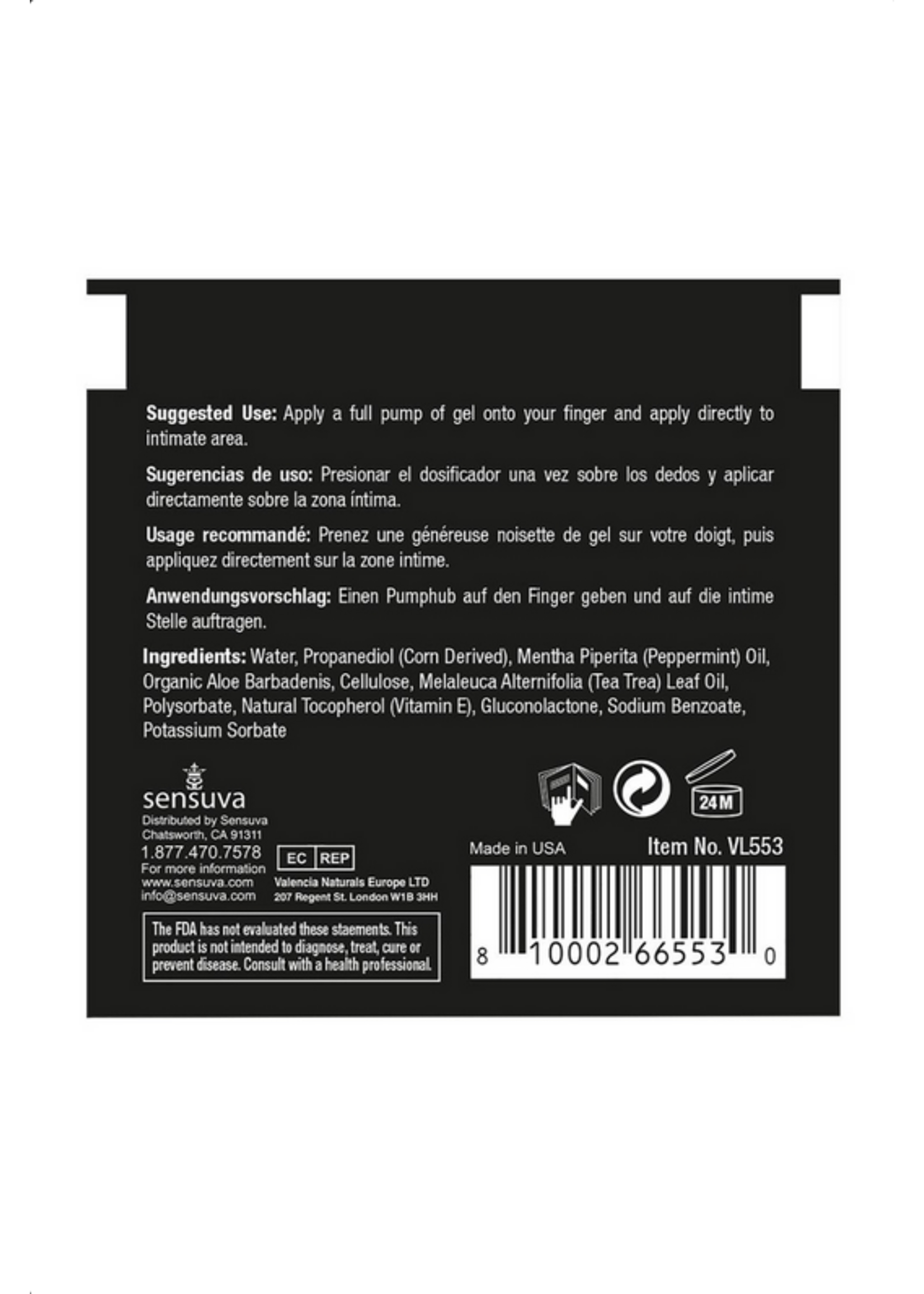 Sensuva Tush Tingle Anal Stimulation Gel 6mL Single Use Packet