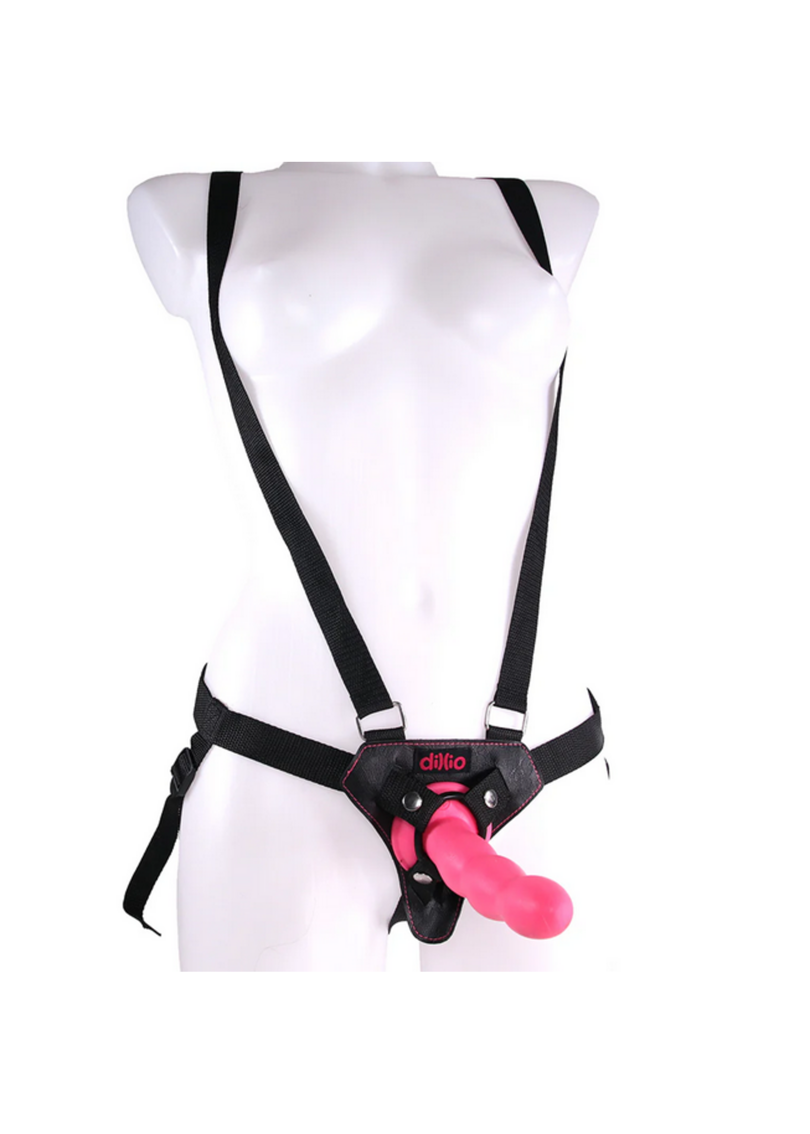 Dillio 6 Inch Strap-On Suspender Harness Set in Pink