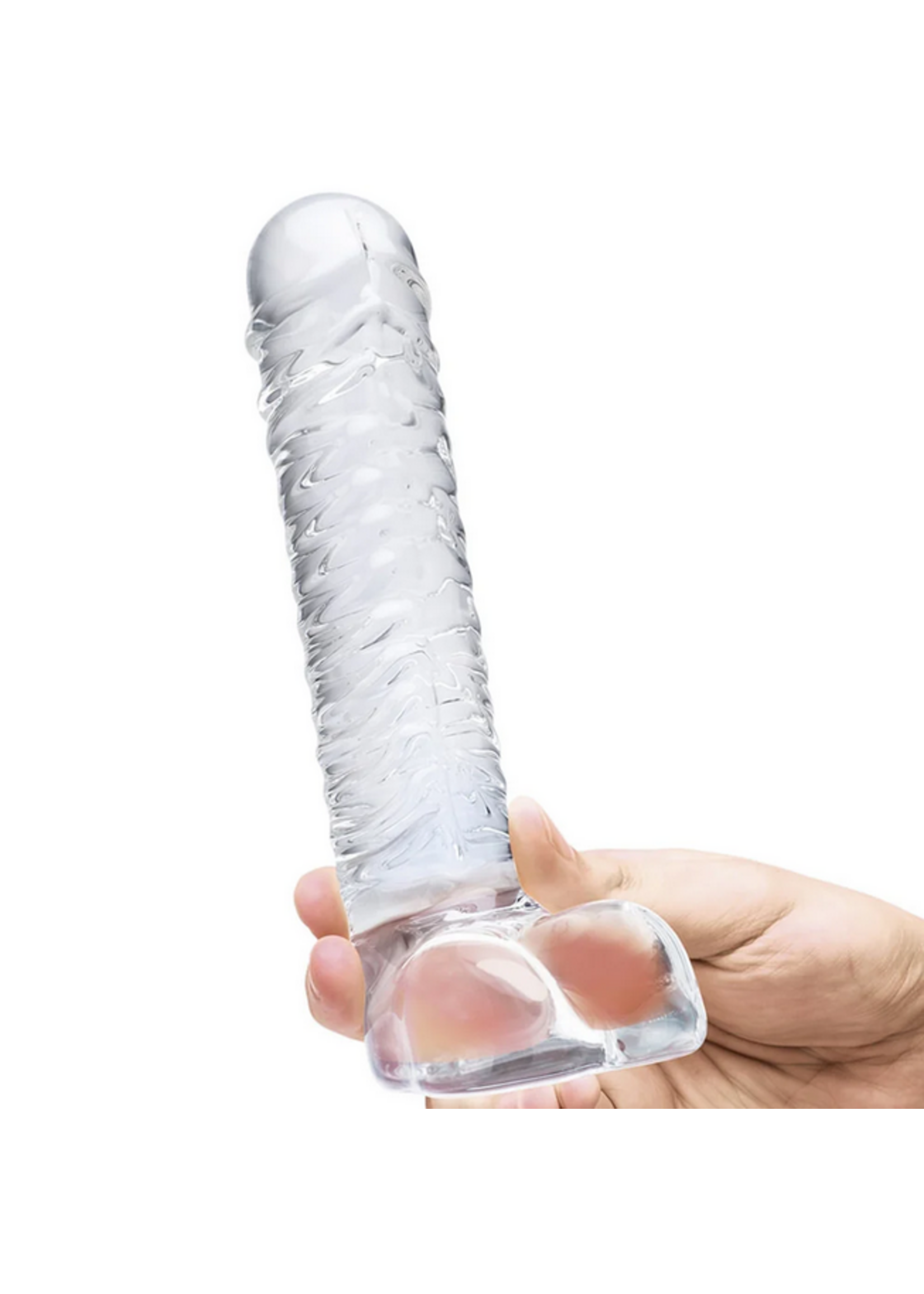 gläs 8 Inch Realistic Ribbed G-Spot Dildo