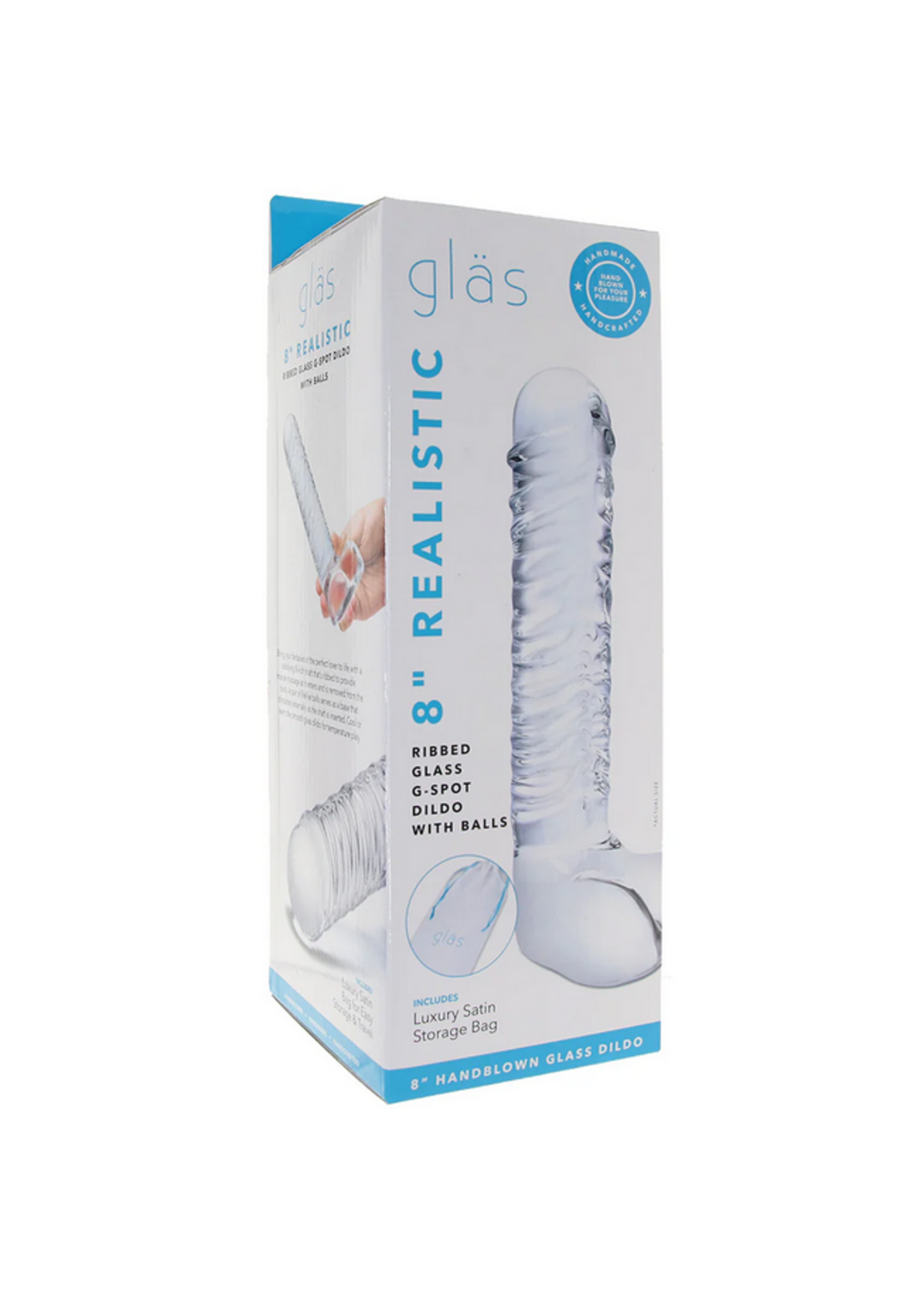gläs 8 Inch Realistic Ribbed G-Spot Dildo