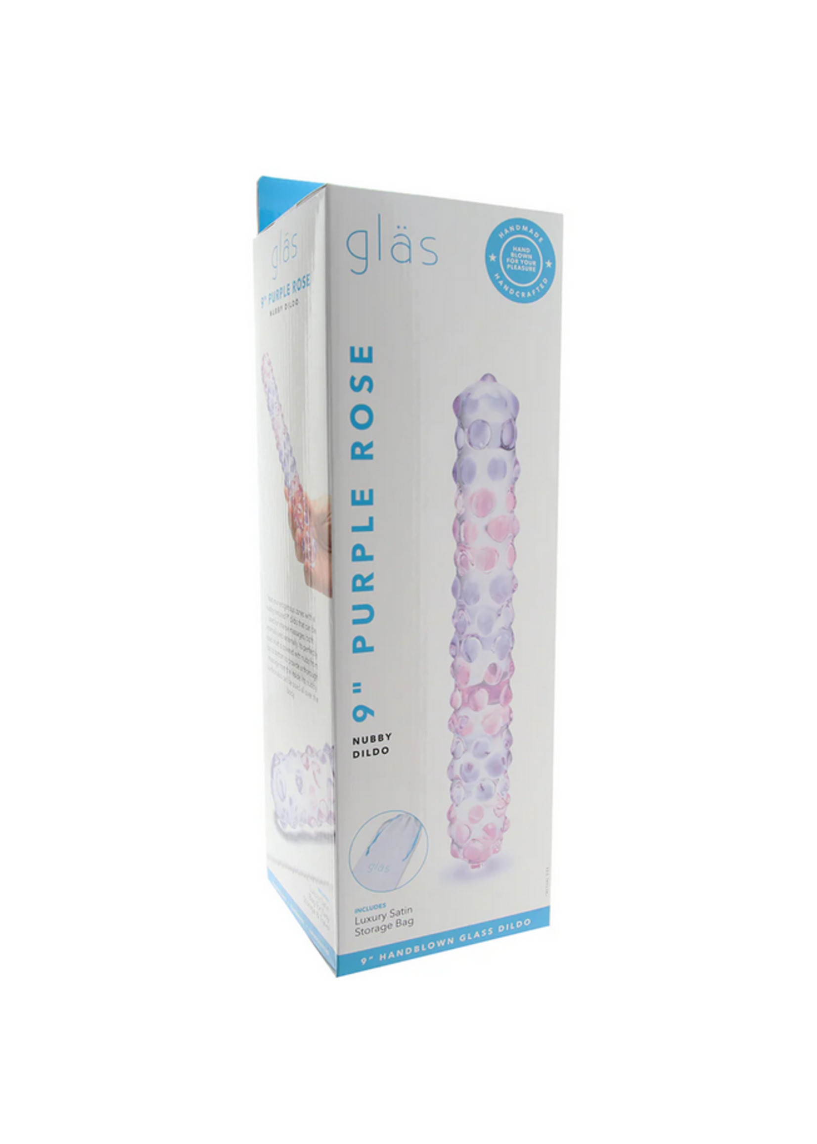 gläs 9 Inch Purple Rose Nubby Dildo